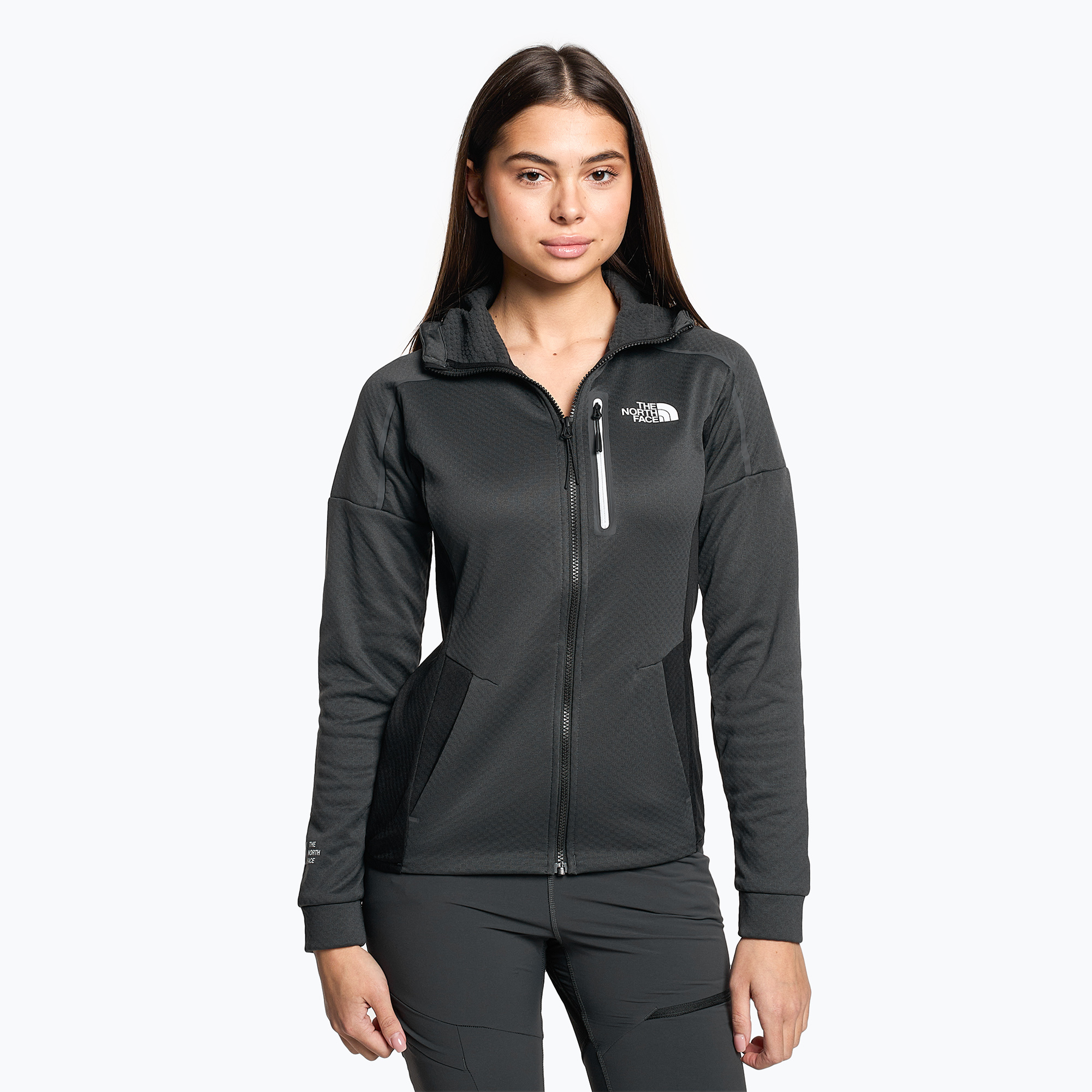 Bluza trekkingowa damska The North Face Mountain Athletics Lab Full Zip Hoodie asphalt grey/black | WYSYŁKA W 24H | 30 DNI NA ZWROT