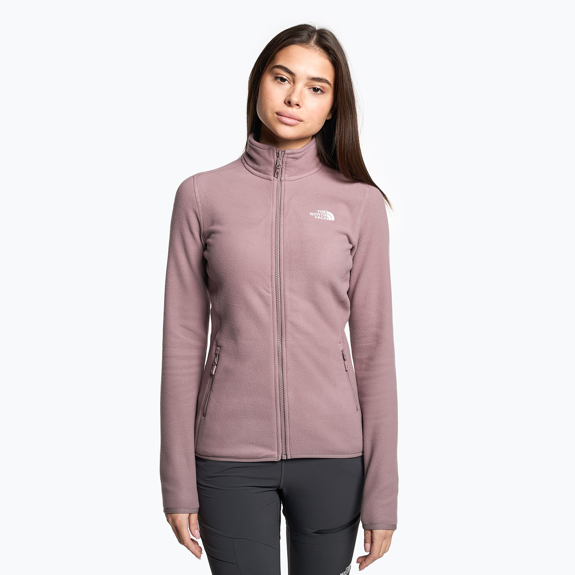 Bluza polarowa damska The North Face 100 Glacier FZ fawn grey | WYSYŁKA W 24H | 30 DNI NA ZWROT