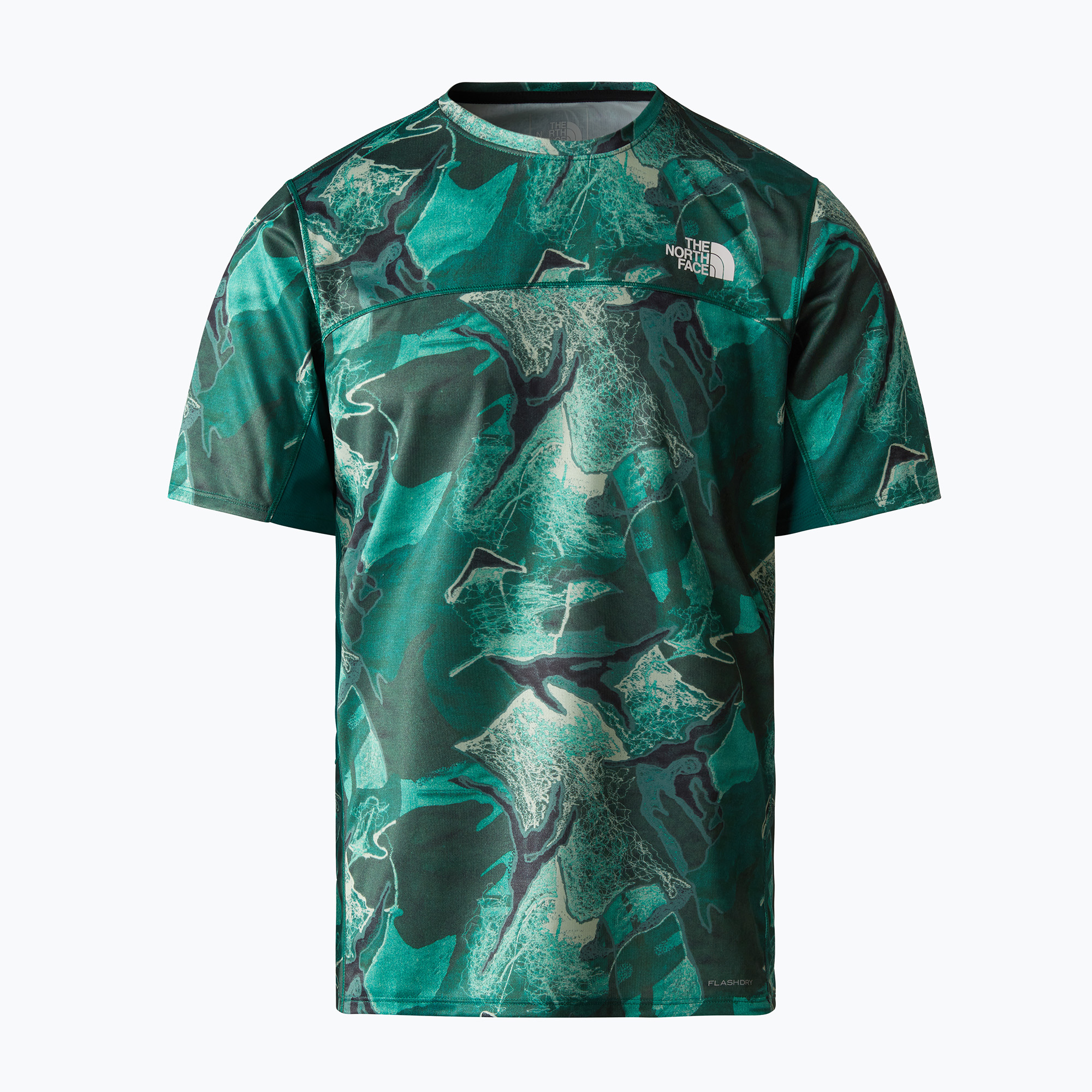 Koszulka do biegania męska The North Face Sunriser lichen teal camo embroidery print | WYSYŁKA W 24H | 30 DNI NA ZWROT