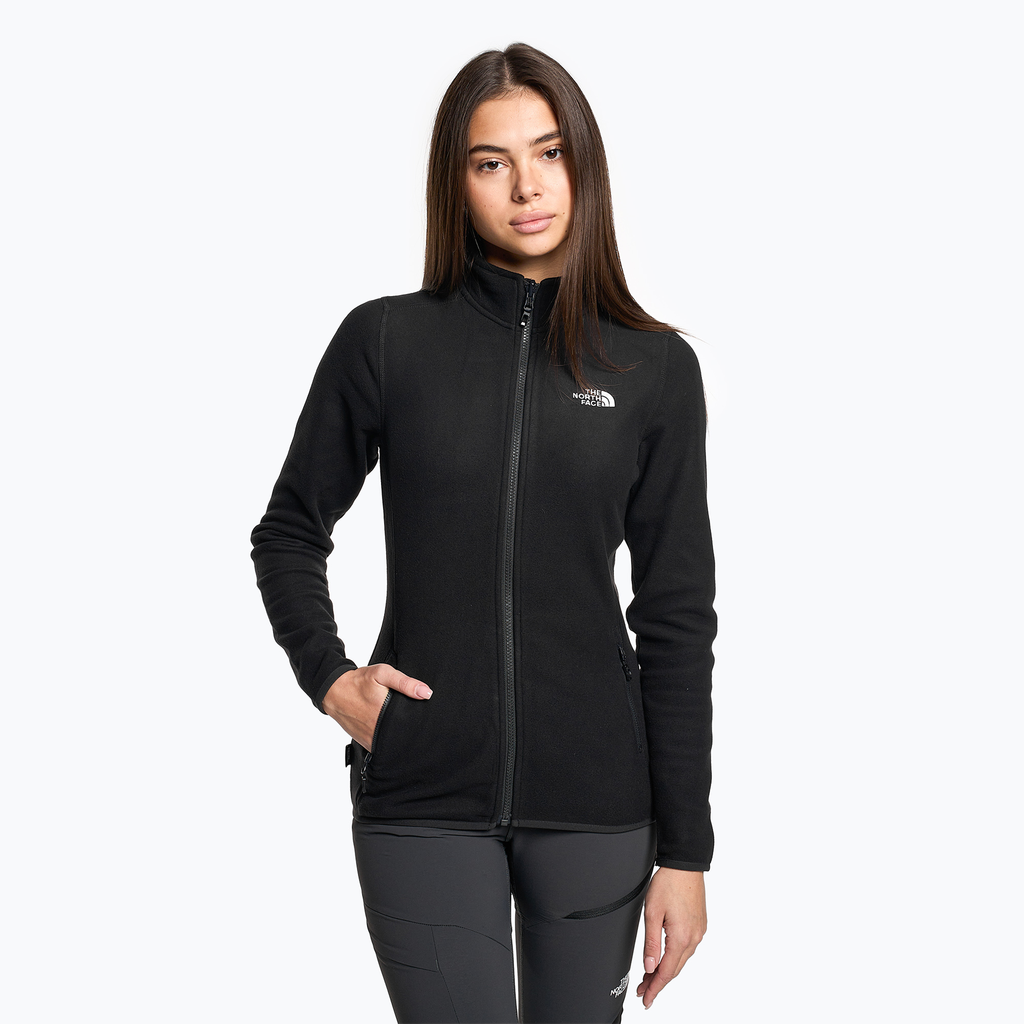 Bluza polarowa damska The North Face 100 Glacier FZ black | WYSYŁKA W 24H | 30 DNI NA ZWROT