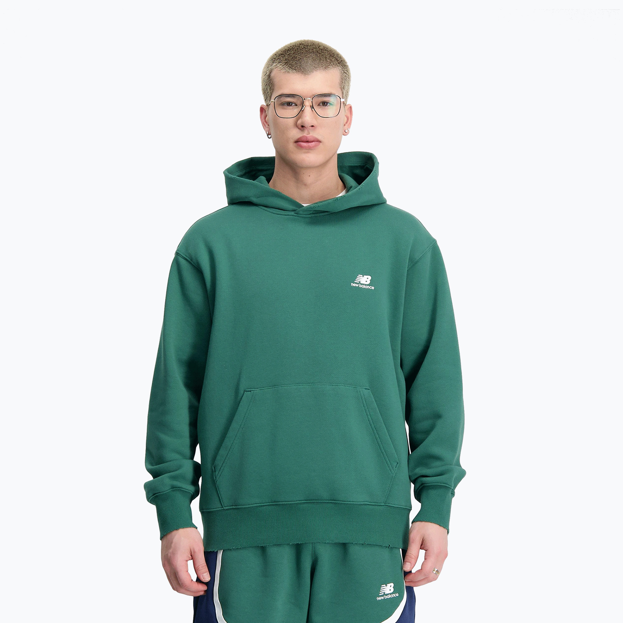 Bluza męska New Balance Hoops Fleece Hoodie team forest green | WYSYŁKA W 24H | 30 DNI NA ZWROT