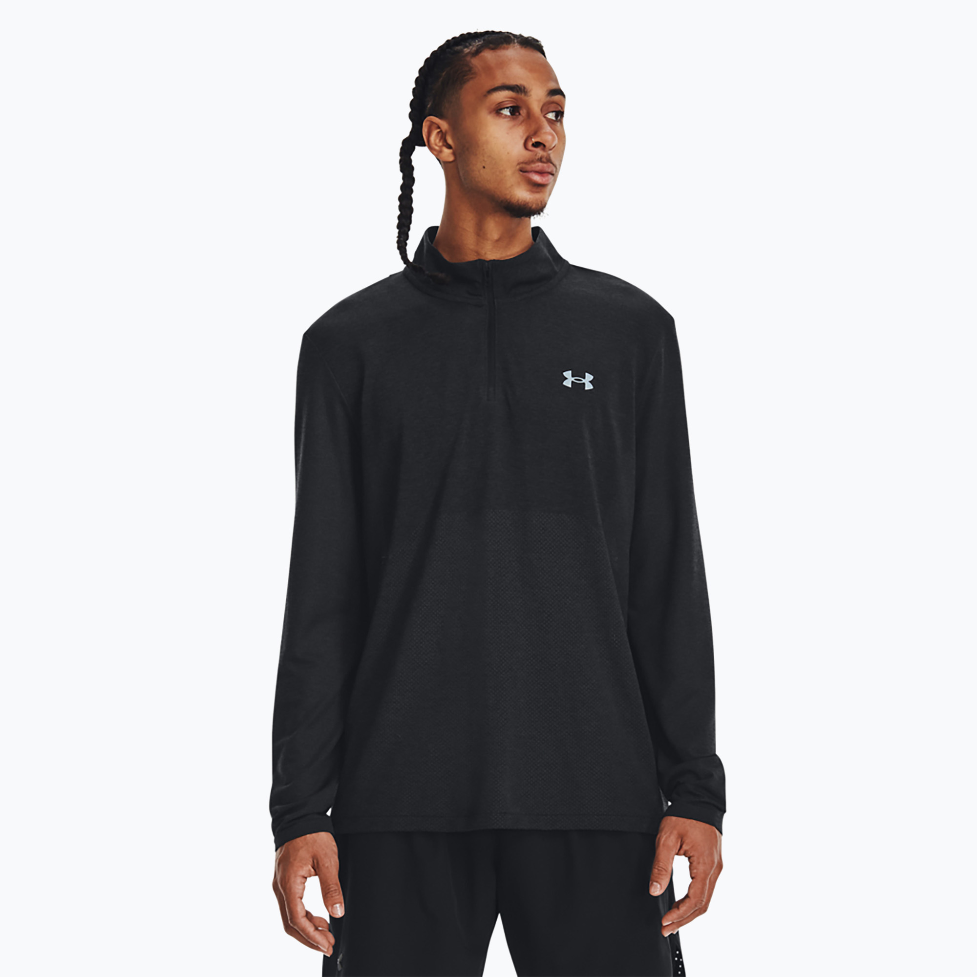 Longsleeve do biegania męski Under Armour Seamless Stride 1/4 Zip black/reflective | WYSYŁKA W 24H | 30 DNI NA ZWROT