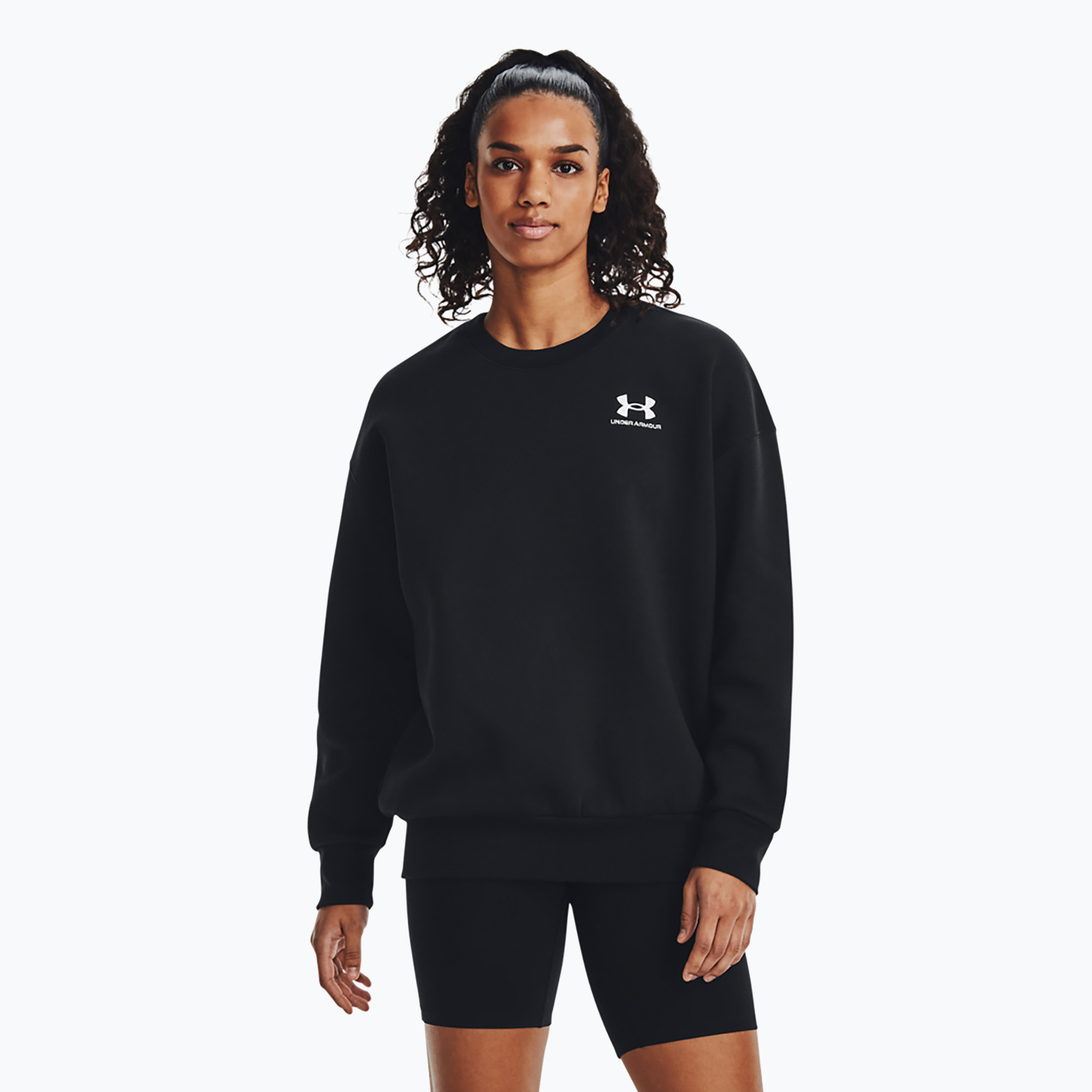 Bluza damska Under Armour Icon Fleece Crew black/white | WYSYŁKA W 24H | 30 DNI NA ZWROT