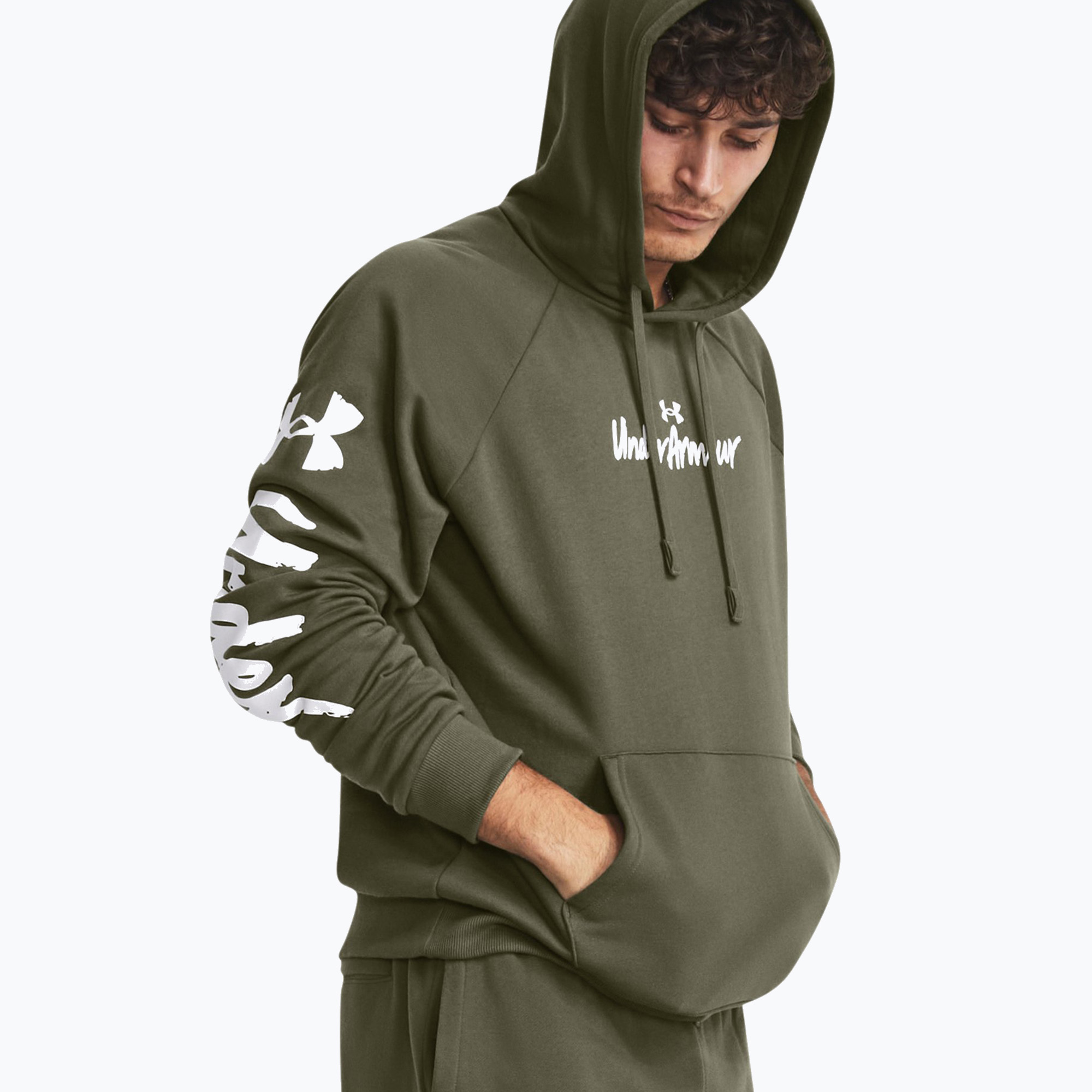 Bluza męska Under Armour Rival Fleece Graphic HD marine od green/white | WYSYŁKA W 24H | 30 DNI NA ZWROT