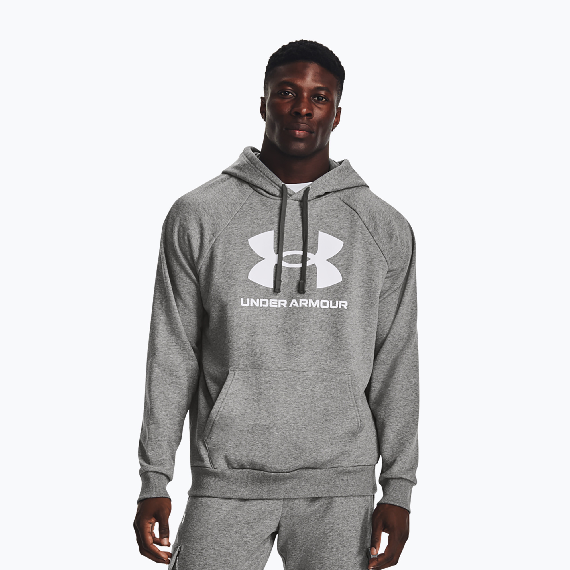 Bluza męska Under Armour Rival Fleece Logo HD castlerock light heather/white | WYSYŁKA W 24H | 30 DNI NA ZWROT