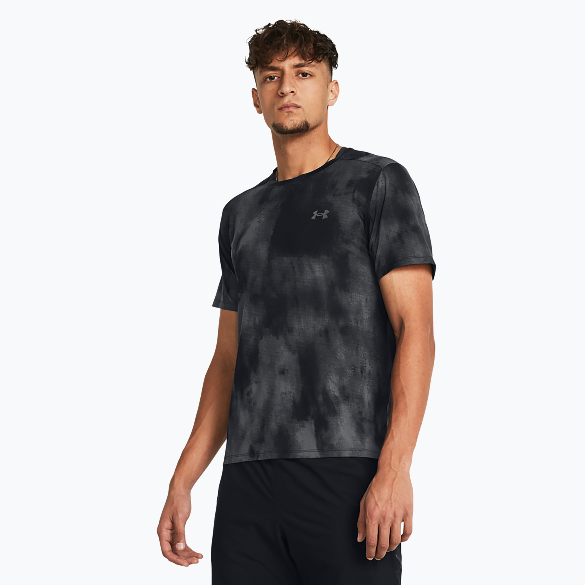 Tank top do biegania męski Under Armour Laser Wash black/castlerock/ reflective | WYSYŁKA W 24H | 30 DNI NA ZWROT