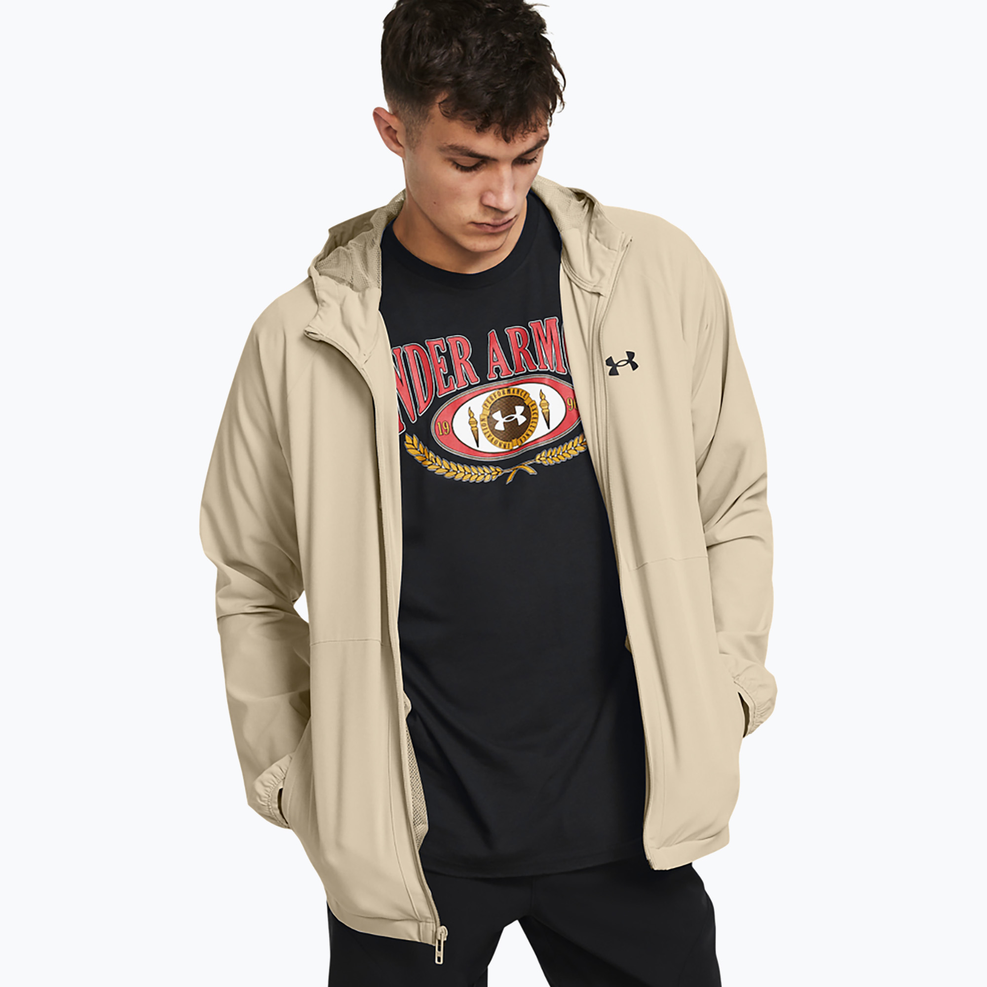 Kurtka męska Under Armour Stretch Woven Windbreaker khaki base/black | WYSYŁKA W 24H | 30 DNI NA ZWROT