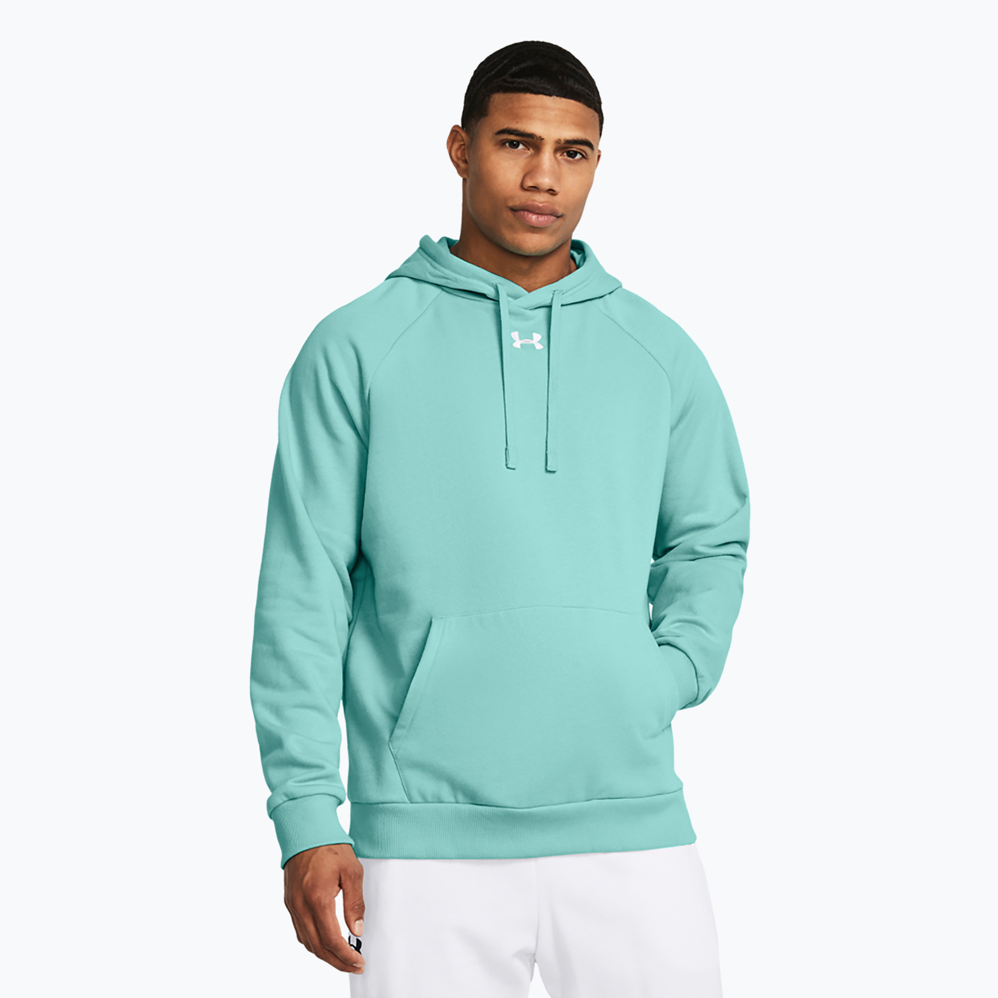 Bluza męska Under Armour Rival Fleece Hoodie radial turquoise/white | WYSYŁKA W 24H | 30 DNI NA ZWROT