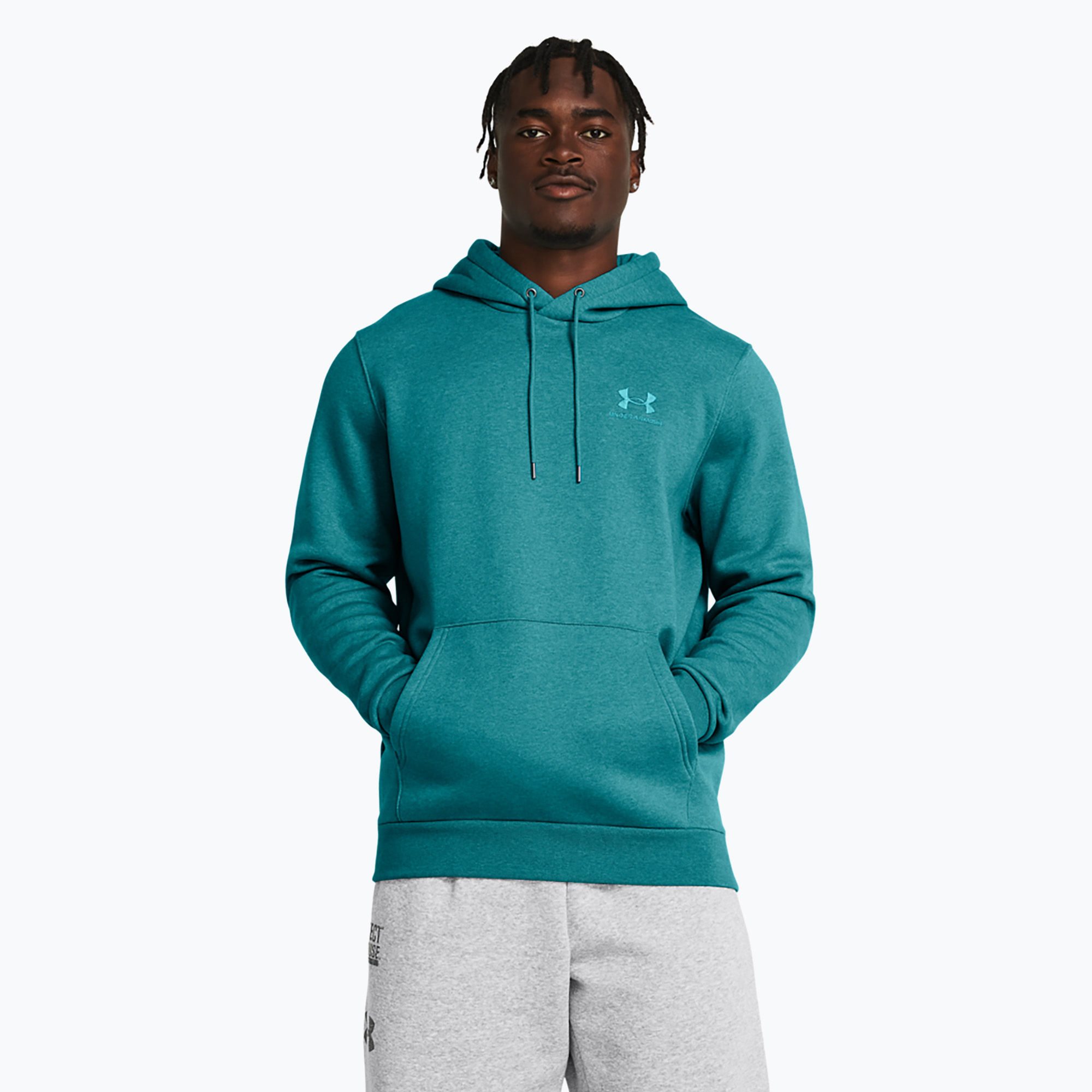 Bluza męska Under Armour Essential Fleece Hoodie circuit teal light heather/circuit teal | WYSYŁKA W 24H | 30 DNI NA ZWROT