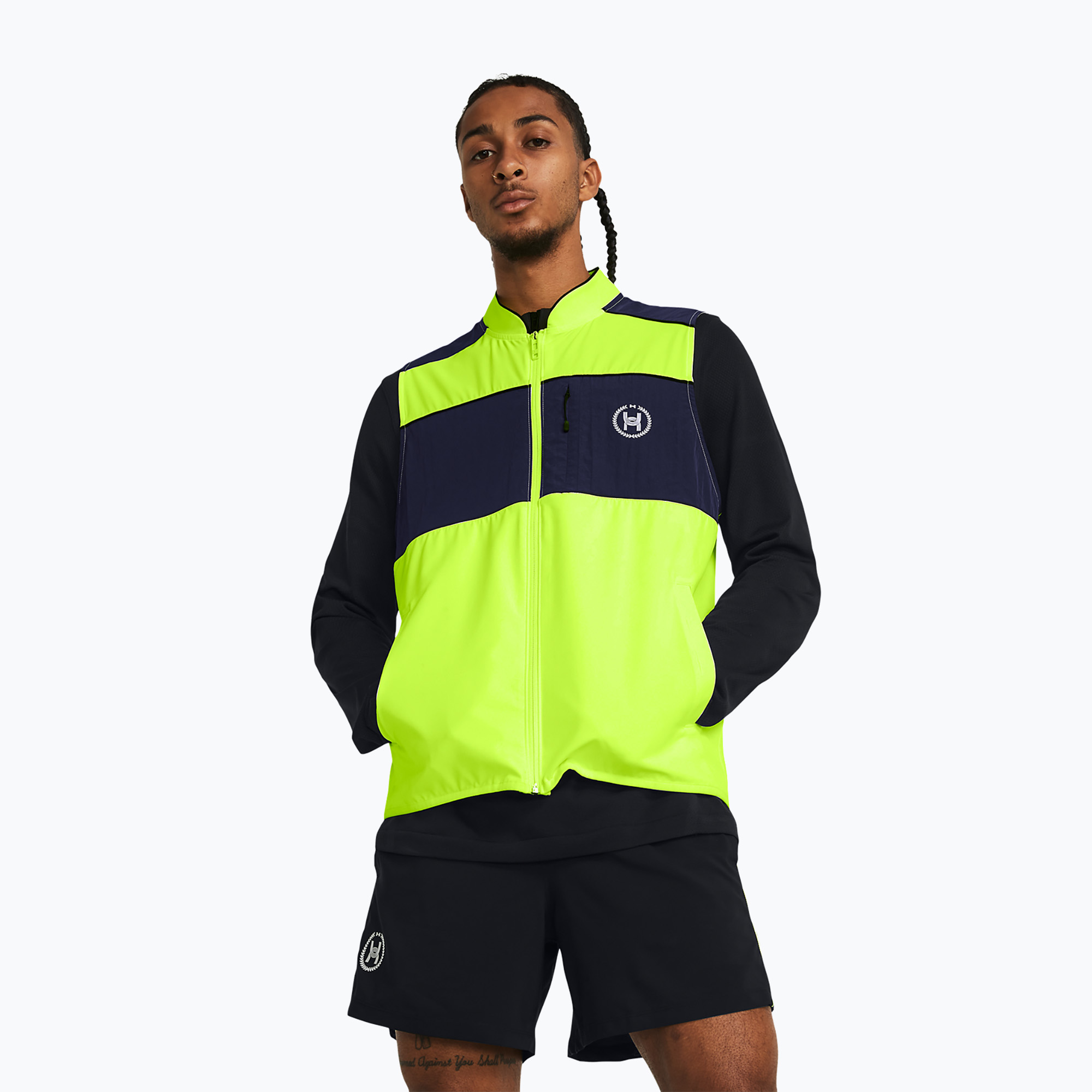 Bezrękawnik do biegania męski Under Armour Run Everywhere high-vis yellow/midnight navy/white | WYSYŁKA W 24H | 30 DNI NA ZWROT