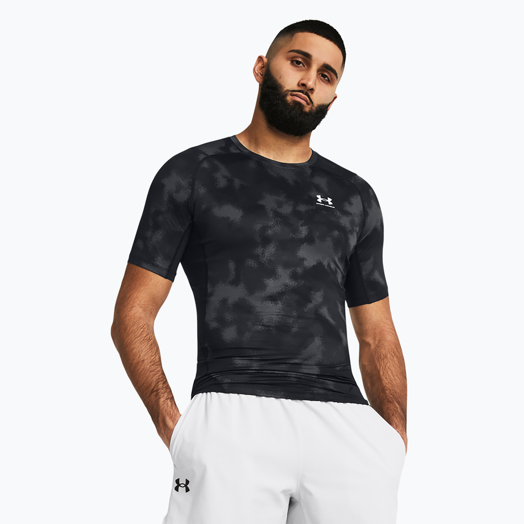 Koszulka treningowa męska Under Armour HG Armour Printed black/white | WYSYŁKA W 24H | 30 DNI NA ZWROT
