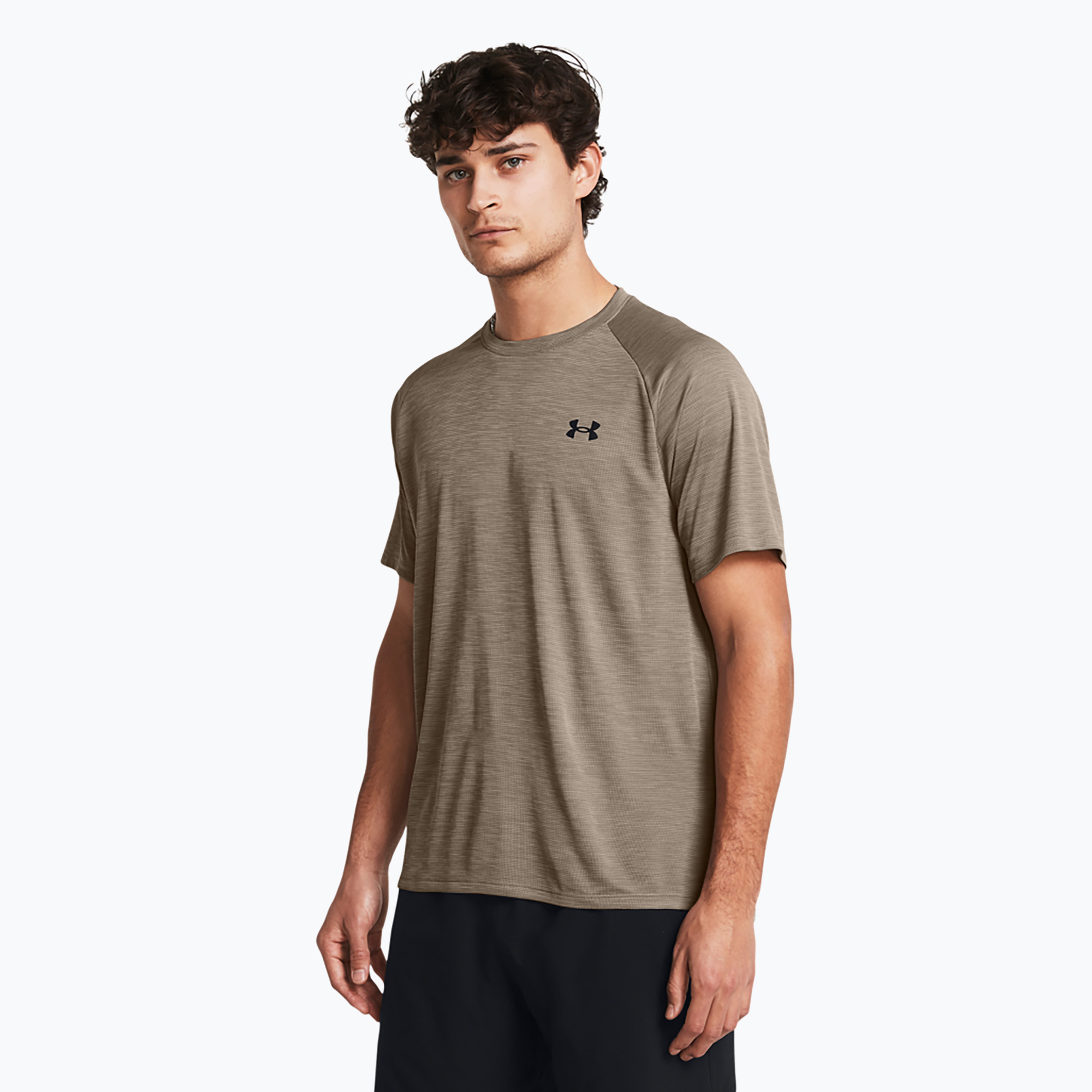 Koszulka treningowa męska Under Armour Tech Textured taupe dusk/black | WYSYŁKA W 24H | 30 DNI NA ZWROT