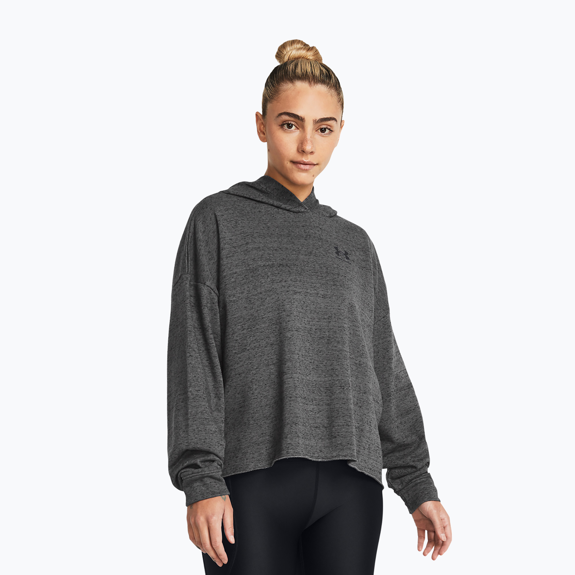 Bluza treningowa damska Under Armour Rival Terry OS Hoodie castlerock full heather/black | WYSYŁKA W 24H | 30 DNI NA ZWROT