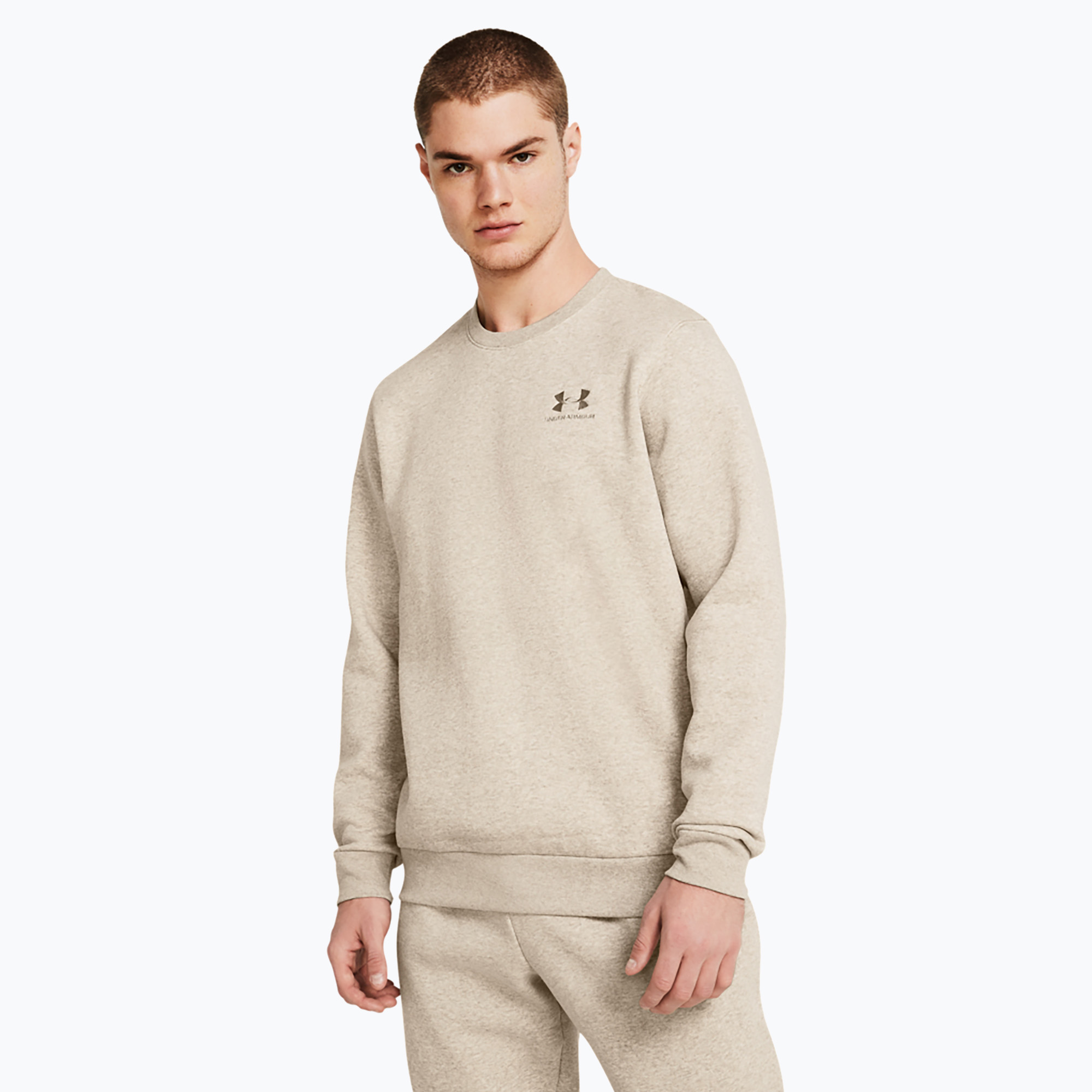 Bluza męska Under Armour Essential Fleece Crew timberwolf taupe light hthr/timberwolf taupe | WYSYŁKA W 24H | 30 DNI NA ZWROT