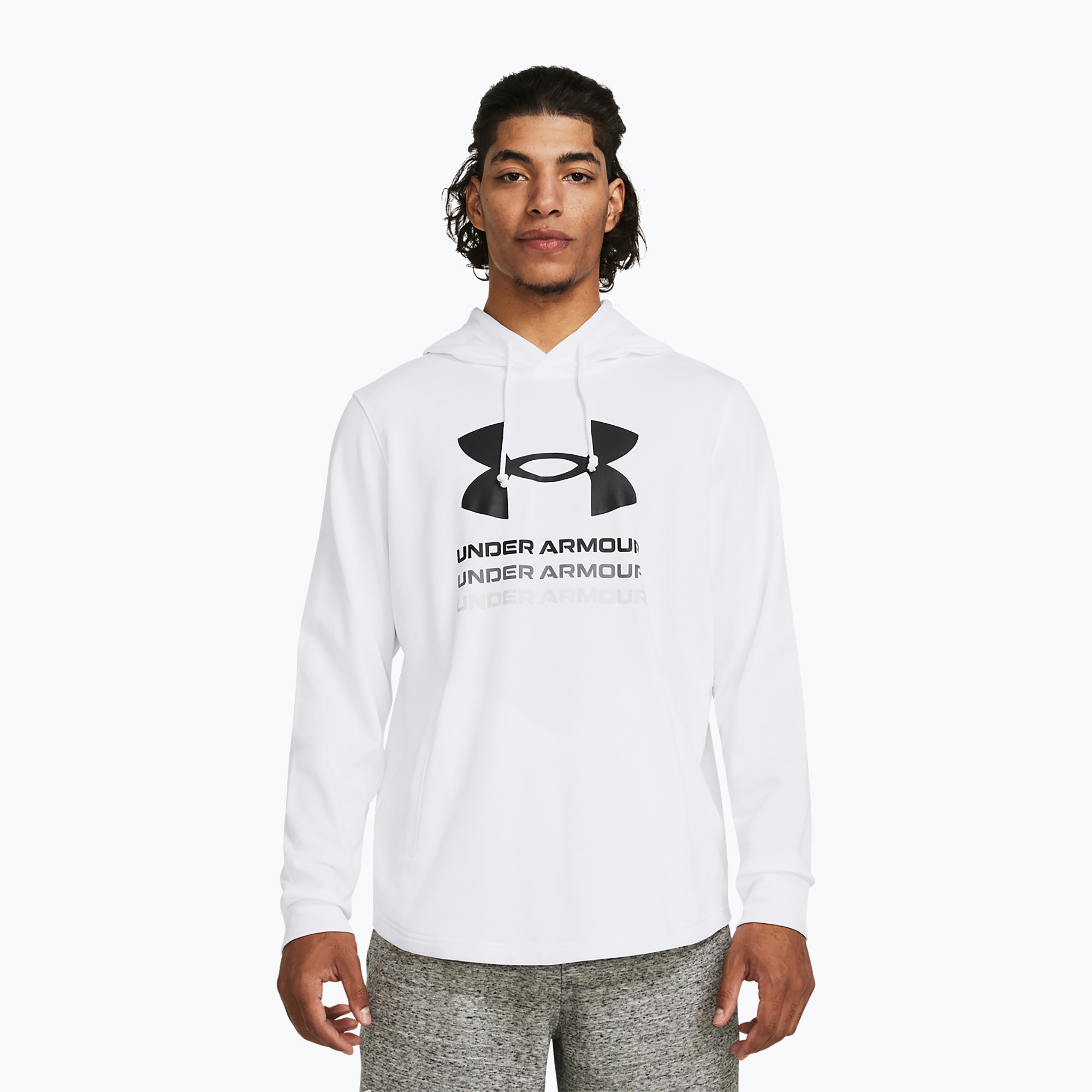 Bluza męska Under Armour Rival Terry Graphic Hood white/black | WYSYŁKA W 24H | 30 DNI NA ZWROT