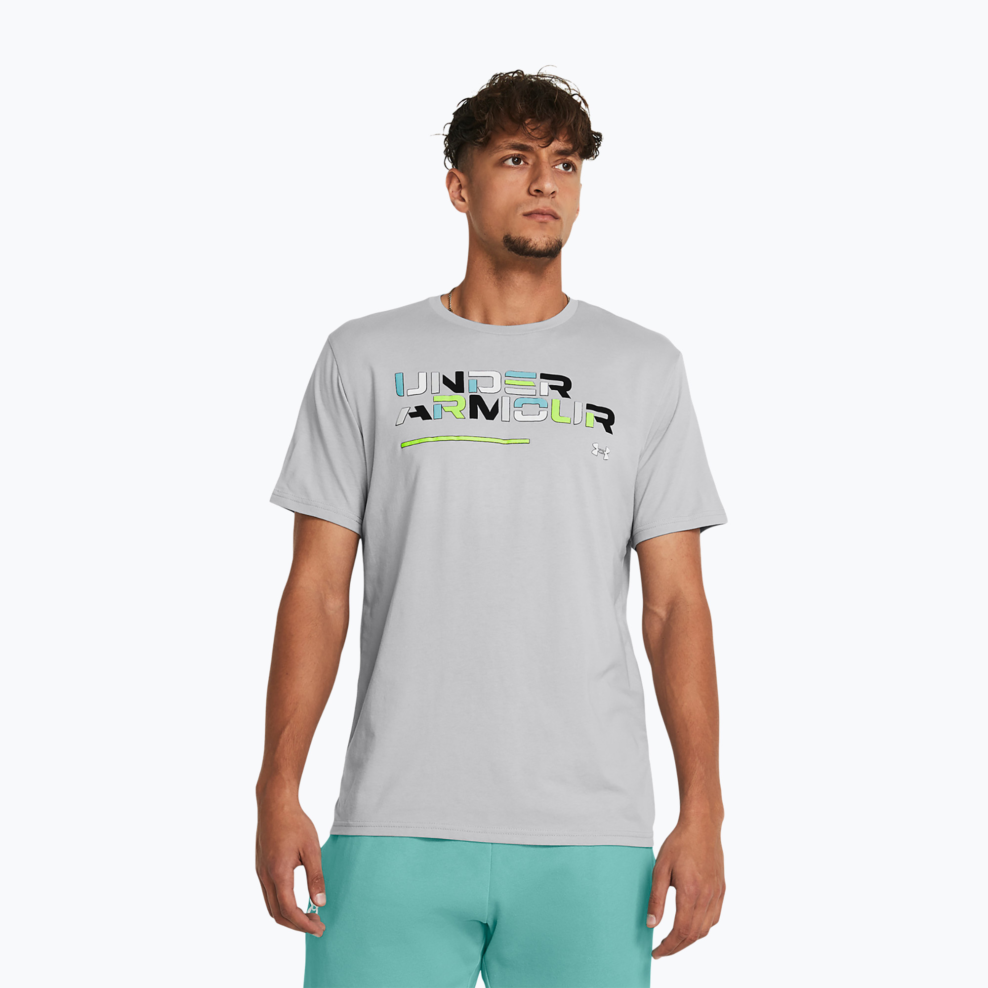 Koszulka męska Under Armour Colorblock Wordmark mod gray/black | WYSYŁKA W 24H | 30 DNI NA ZWROT