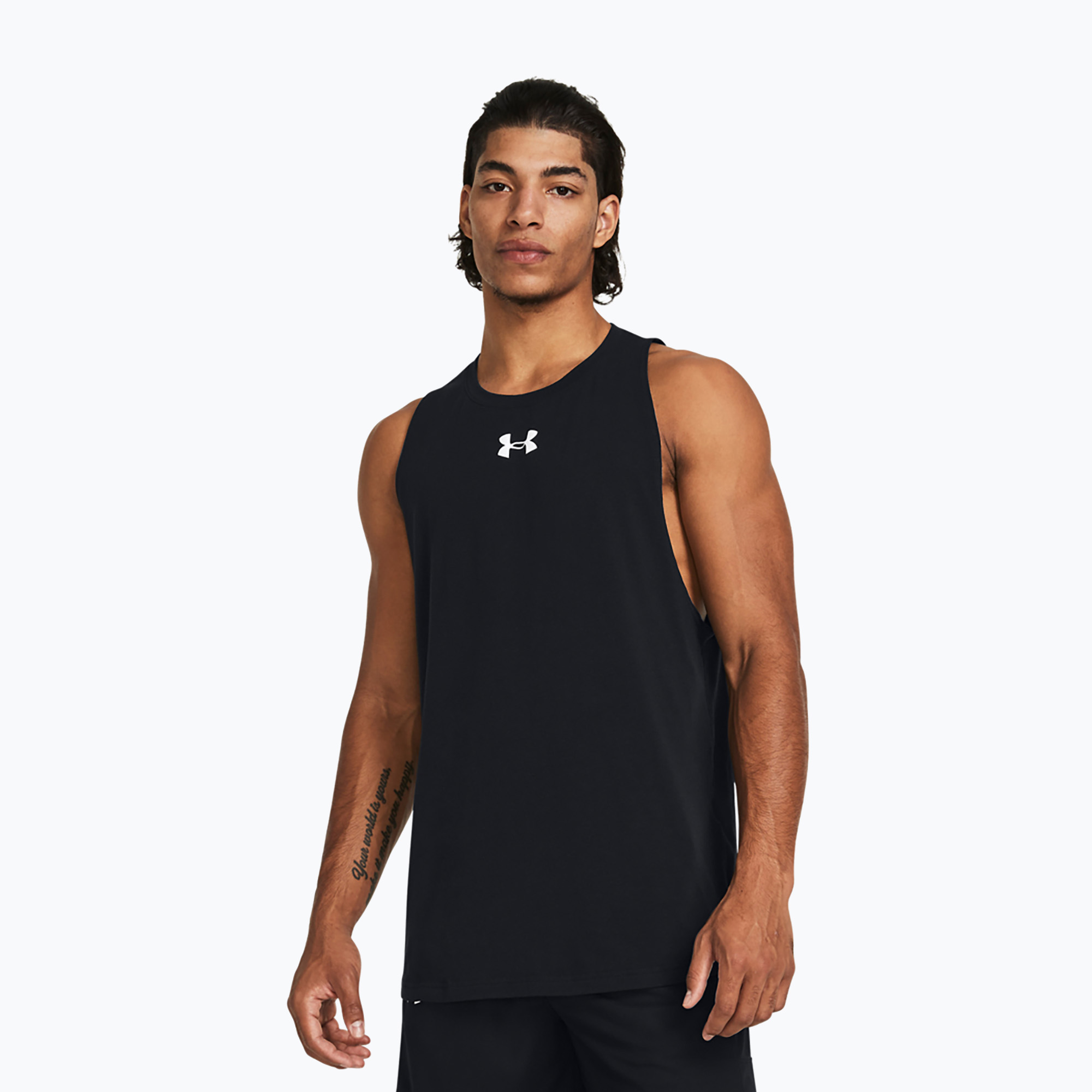 Koszulka koszykarska męska Under Armour Baseline Cotton black/white 