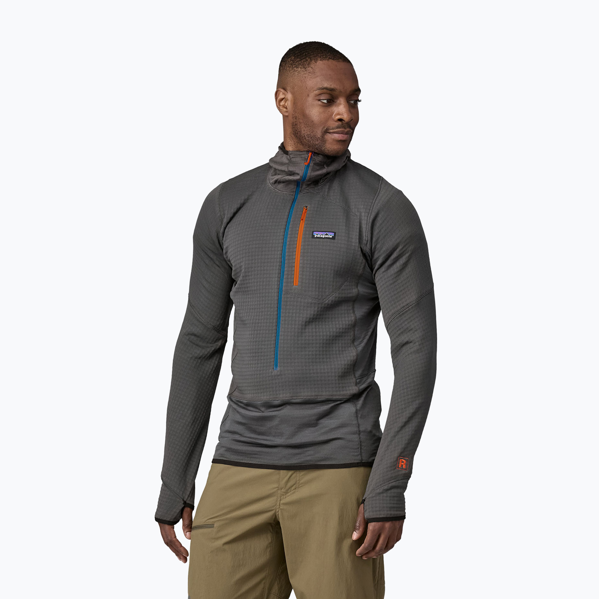 Bluza trekkingowa męska R1 Pullover Hoody forge grey w/endless blue | WYSYŁKA W 24H | 30 DNI NA ZWROT