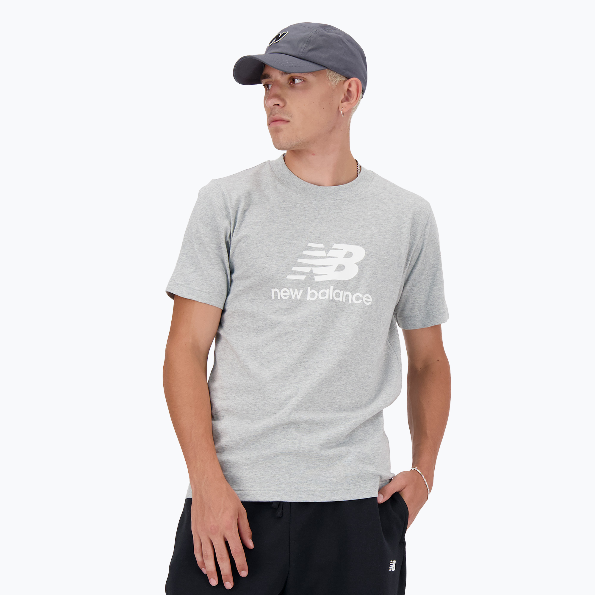 Koszulka męska New Balance Stacked Logo athletic grey | WYSYŁKA W 24H | 30 DNI NA ZWROT