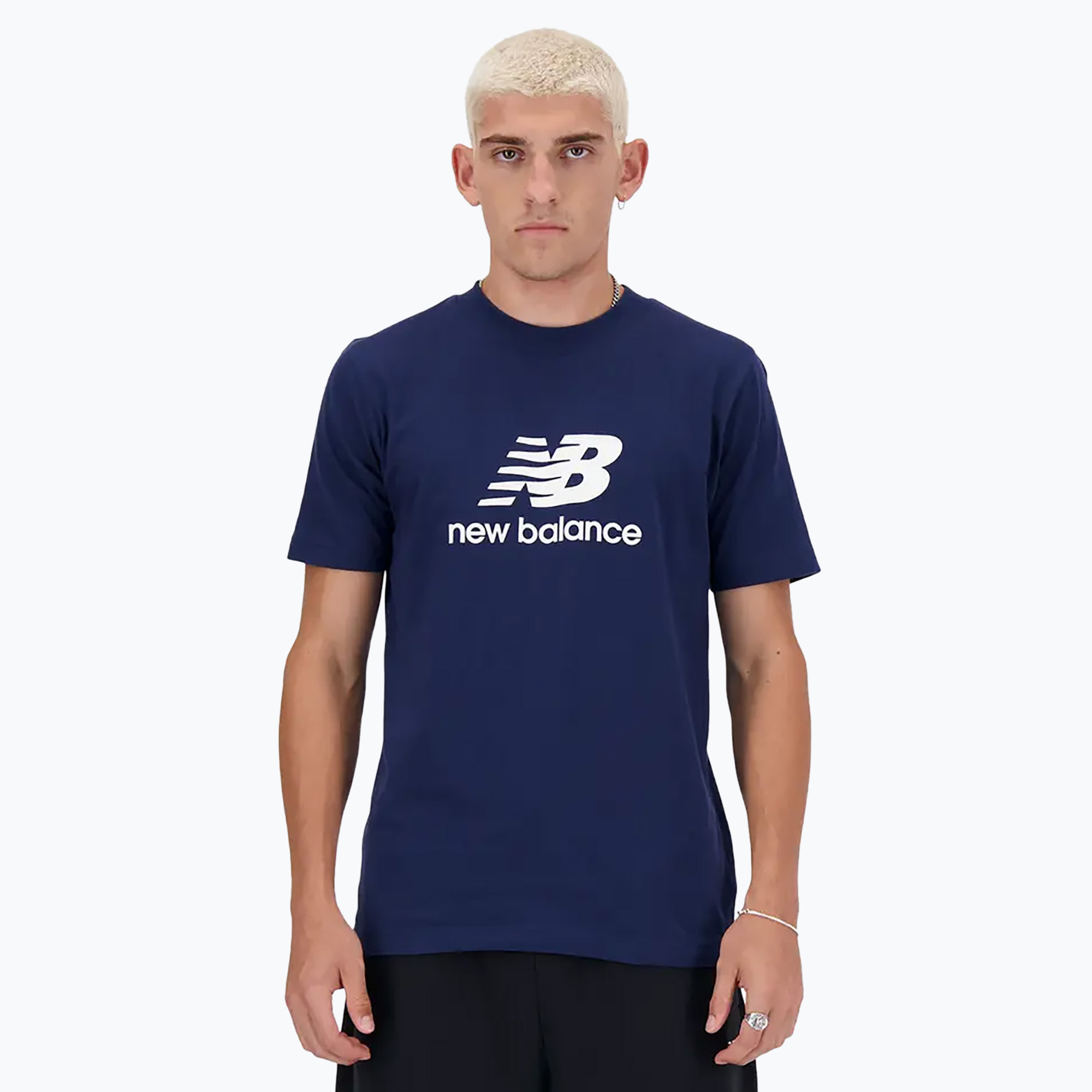 Koszulka męska New Balance Stacked Logo navy | WYSYŁKA W 24H | 30 DNI NA ZWROT