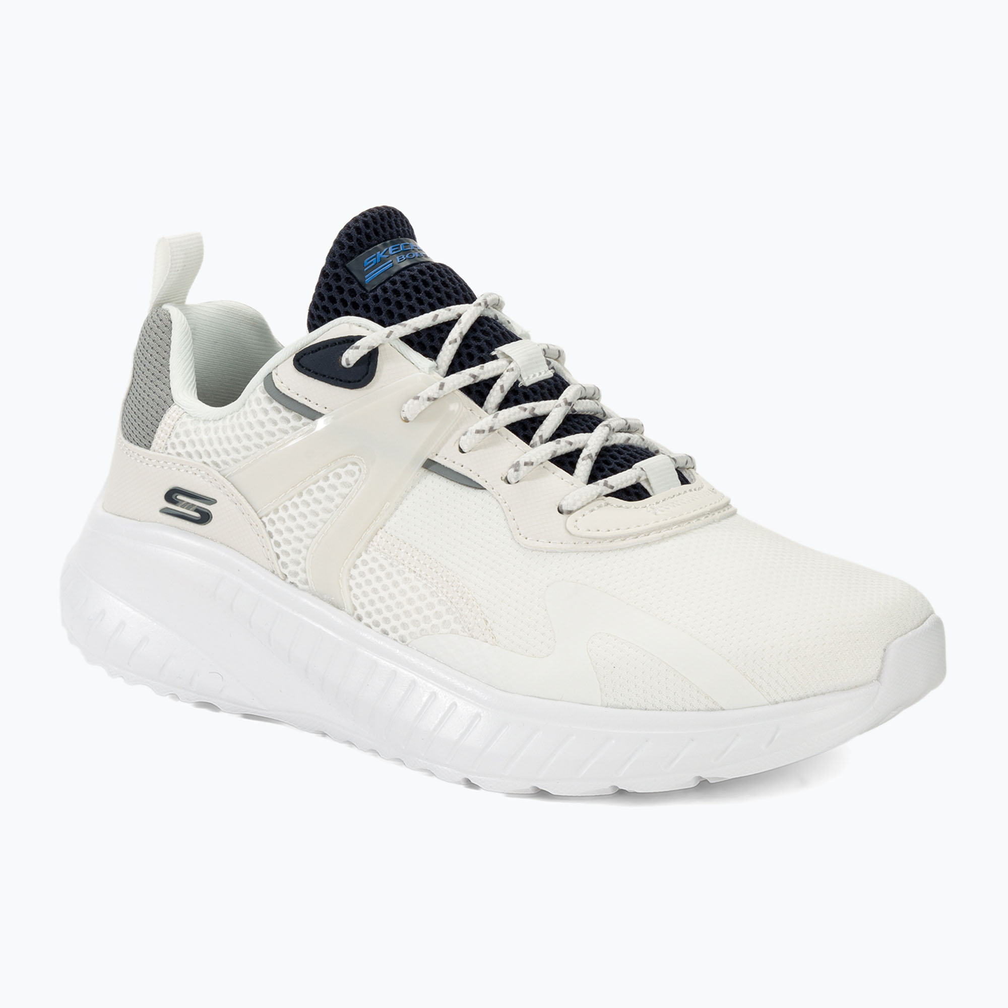 Buty męskie SKECHERS Bobs Squad Chaos Elevated Drift white/white/black | WYSYŁKA W 24H | 30 DNI NA ZWROT