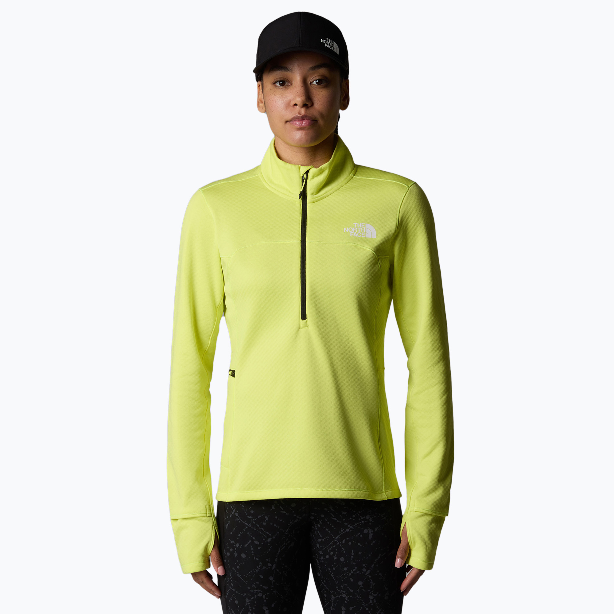 Bluza do biegania damska The North Face Winter Warm Pro 1/4 Zip firefly yellow | WYSYŁKA W 24H | 30 DNI NA ZWROT