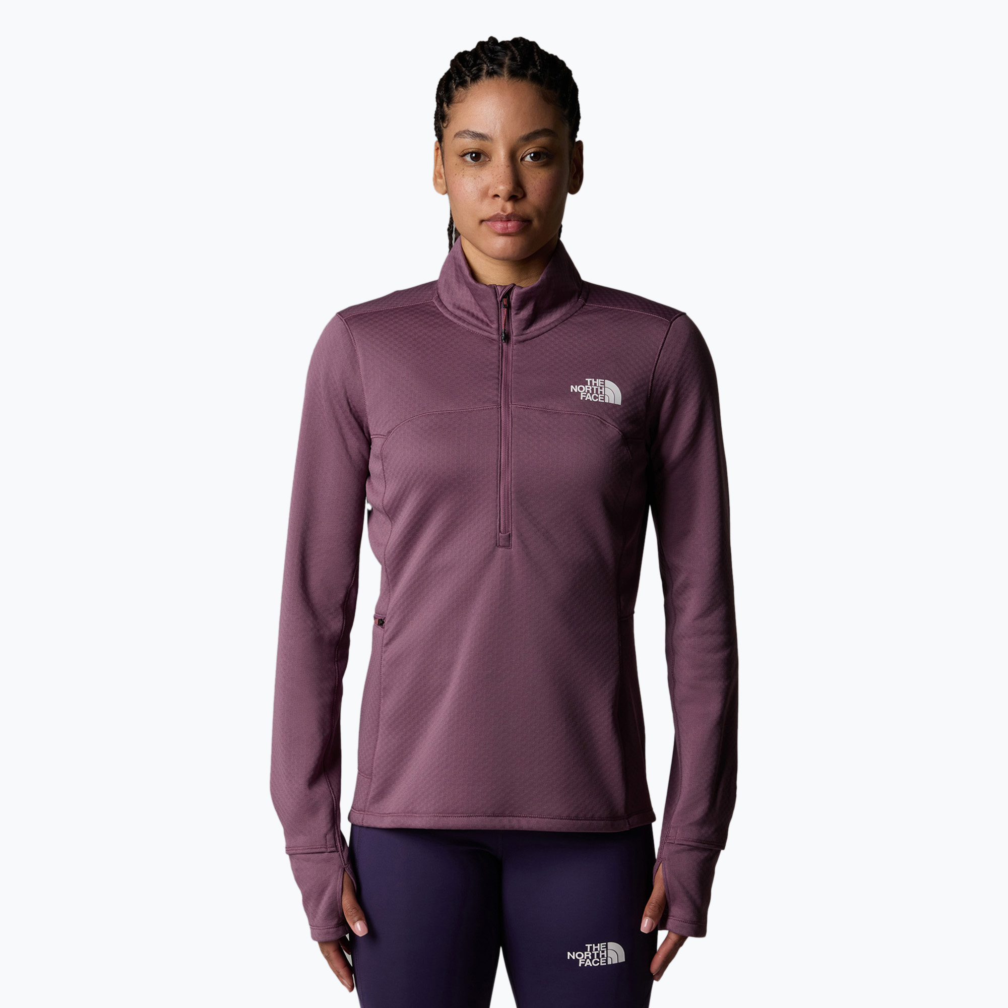 Bluza do biegania damska The North Face Winter Warm Pro 1/4 Zip midnight mauve | WYSYŁKA W 24H | 30 DNI NA ZWROT