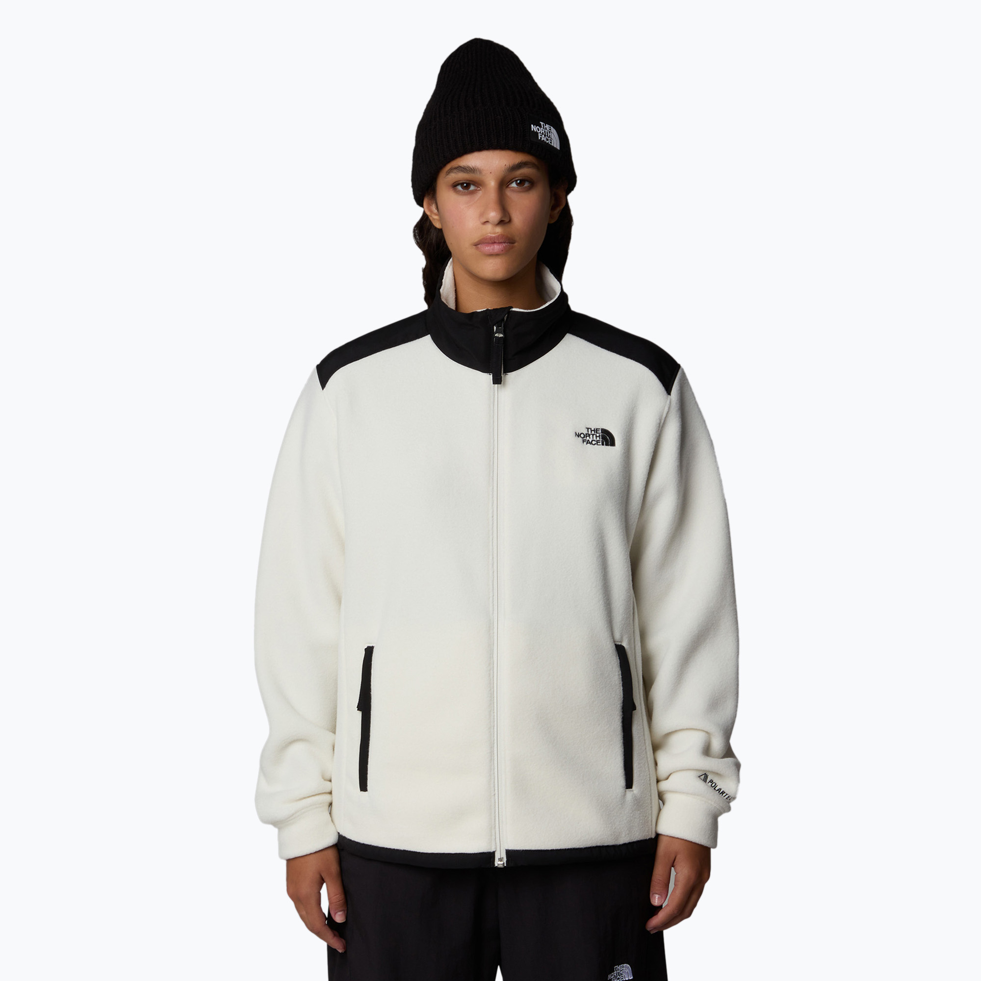 Bluza damska The North Face Alpine Polartec 200 FZ white dune/black | WYSYŁKA W 24H | 30 DNI NA ZWROT