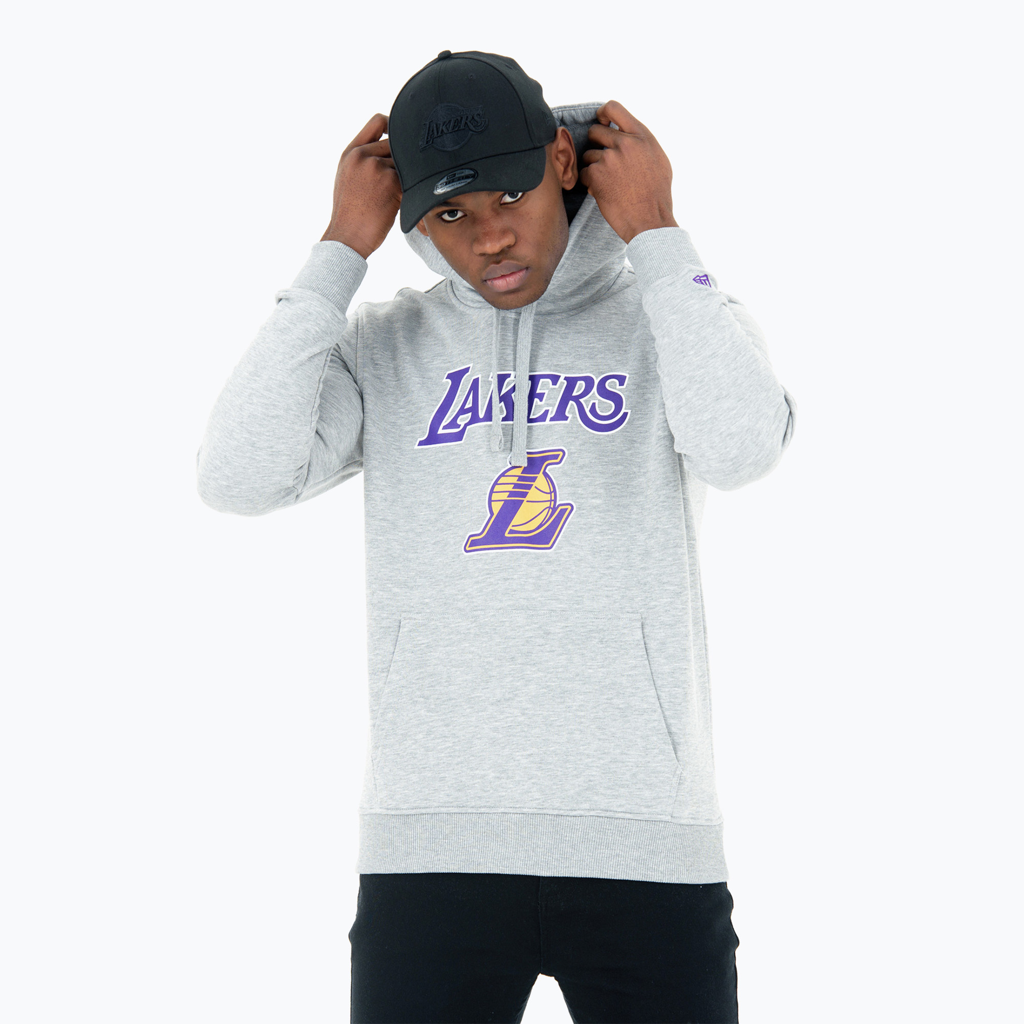 Bluza męska New Era NBA Regular Hoody Los Angeles Lakers grey med | WYSYŁKA W 24H | 30 DNI NA ZWROT