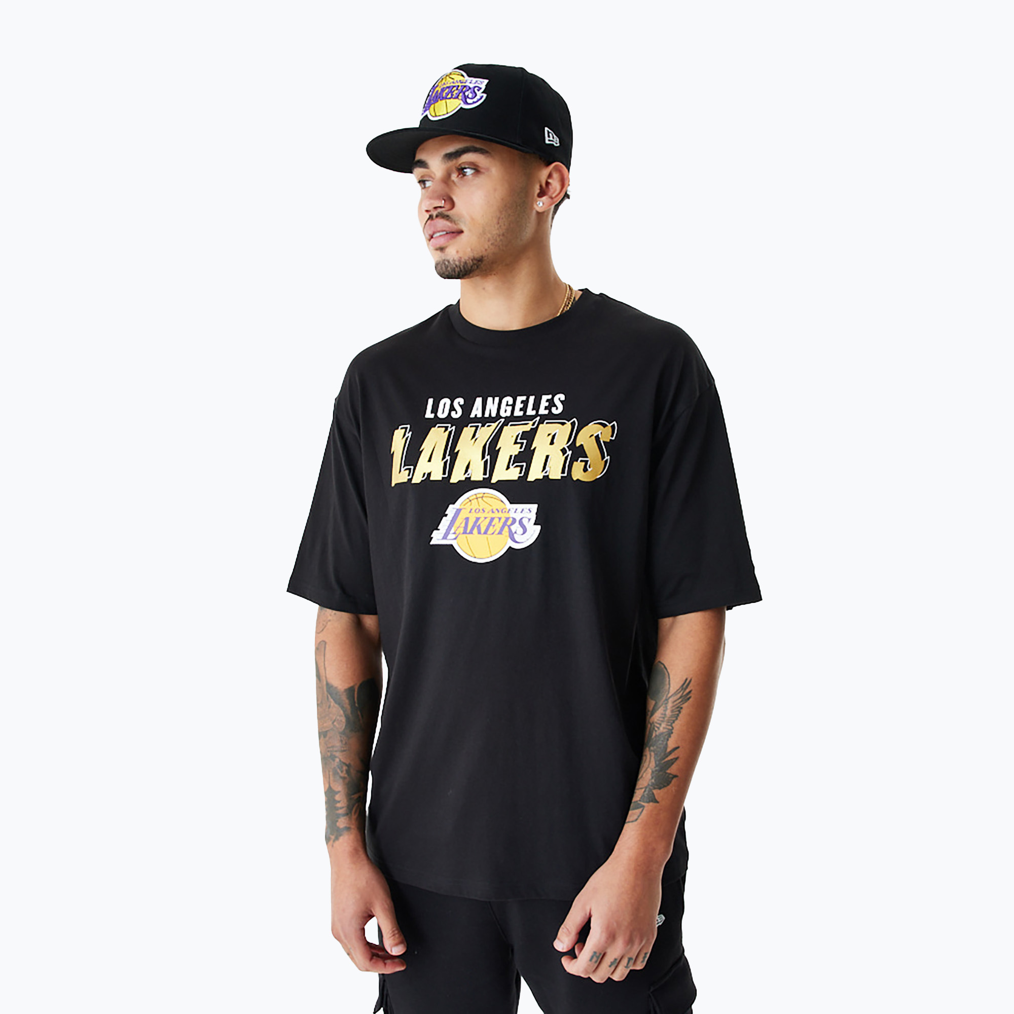 Koszulka męska New Era Team Script OS Tee Los Angeles Lakers black | WYSYŁKA W 24H | 30 DNI NA ZWROT