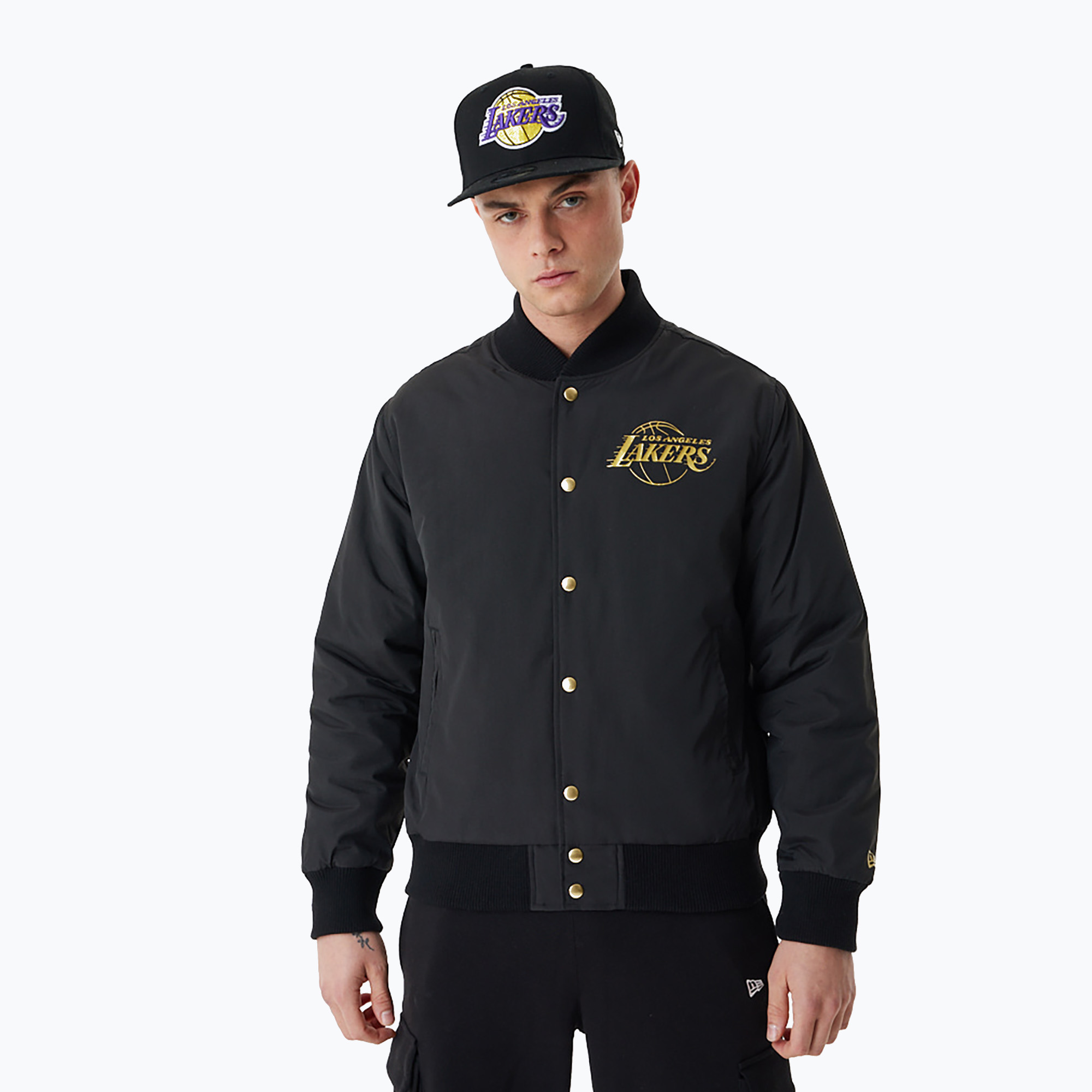 Kurtka męska New Era NBA Script BP Bomber Los Angeles Lakers black | WYSYŁKA W 24H | 30 DNI NA ZWROT