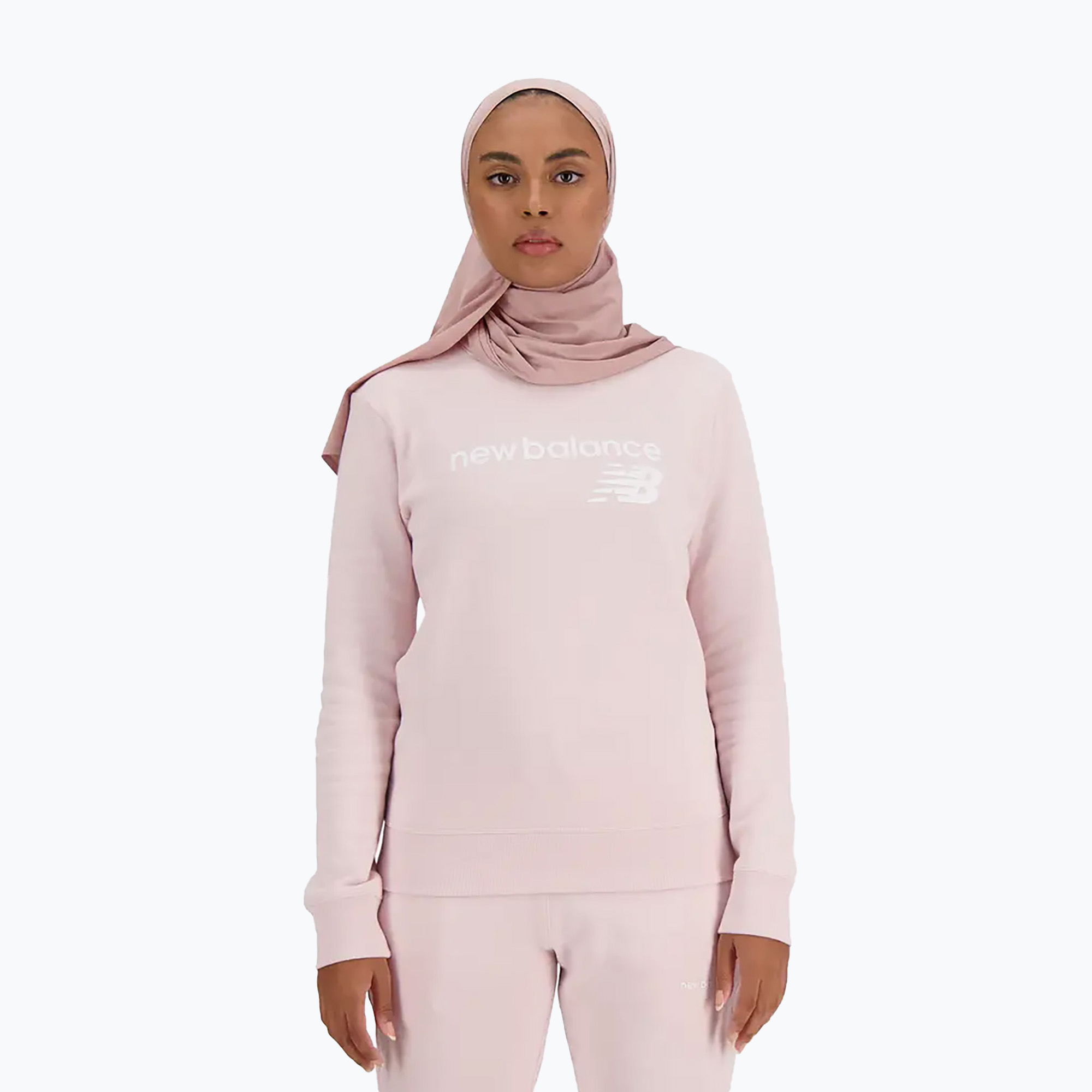 Bluza damska New Balance Classic Core Fleece Crew stone pink | WYSYŁKA W 24H | 30 DNI NA ZWROT