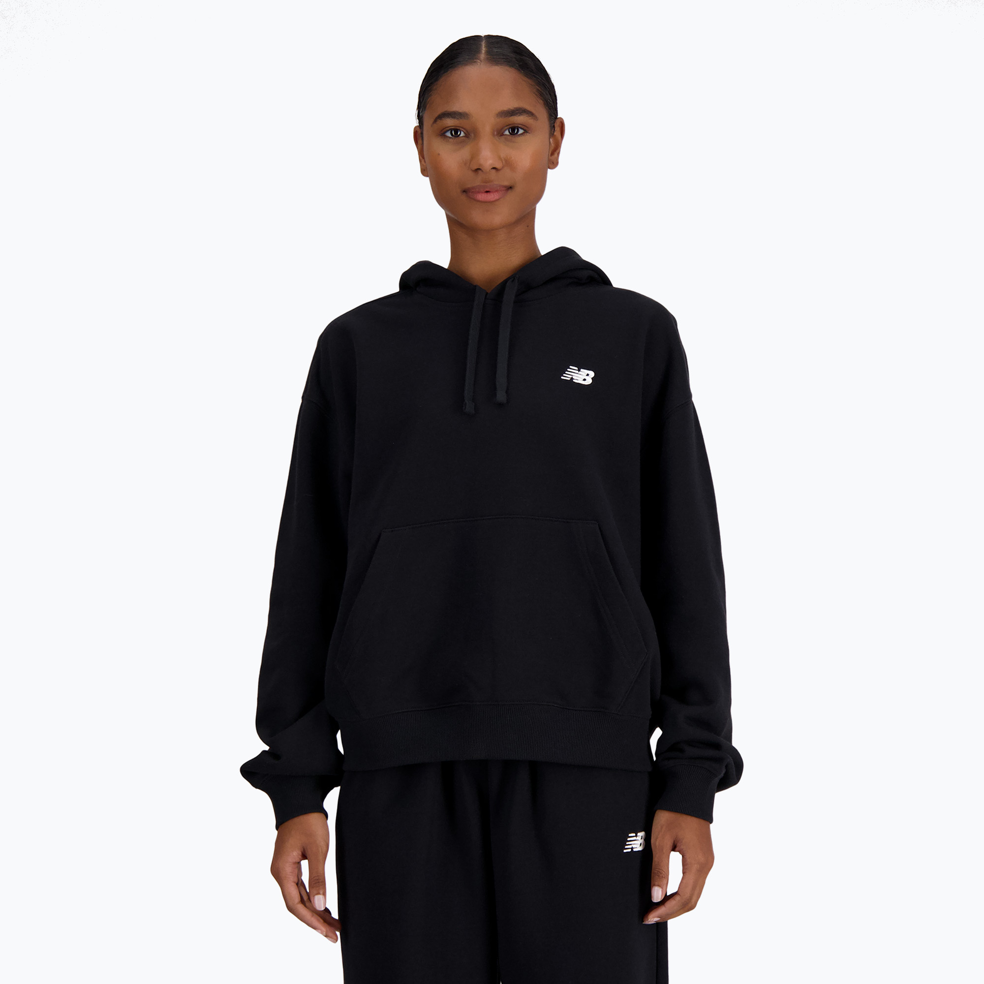 Bluza damska New Balance French Terry Small Logo Hoodie black | WYSYŁKA W 24H | 30 DNI NA ZWROT