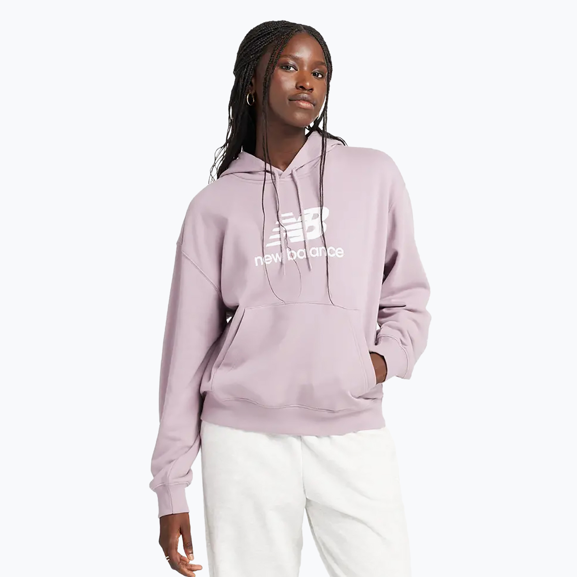 Bluza damska New Balance French Terry Stacked Logo Hoodie icewine | WYSYŁKA W 24H | 30 DNI NA ZWROT