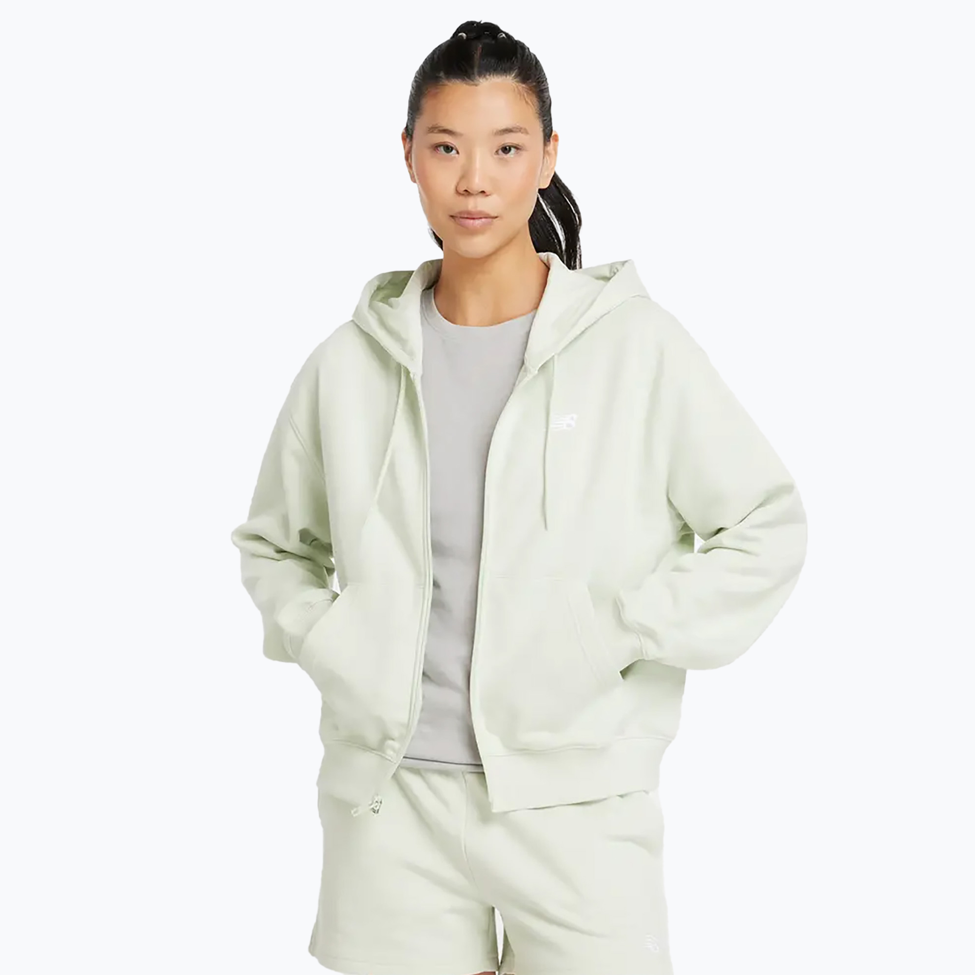 Bluza damska New Balance French Terry Full Zip natural mint | WYSYŁKA W 24H | 30 DNI NA ZWROT