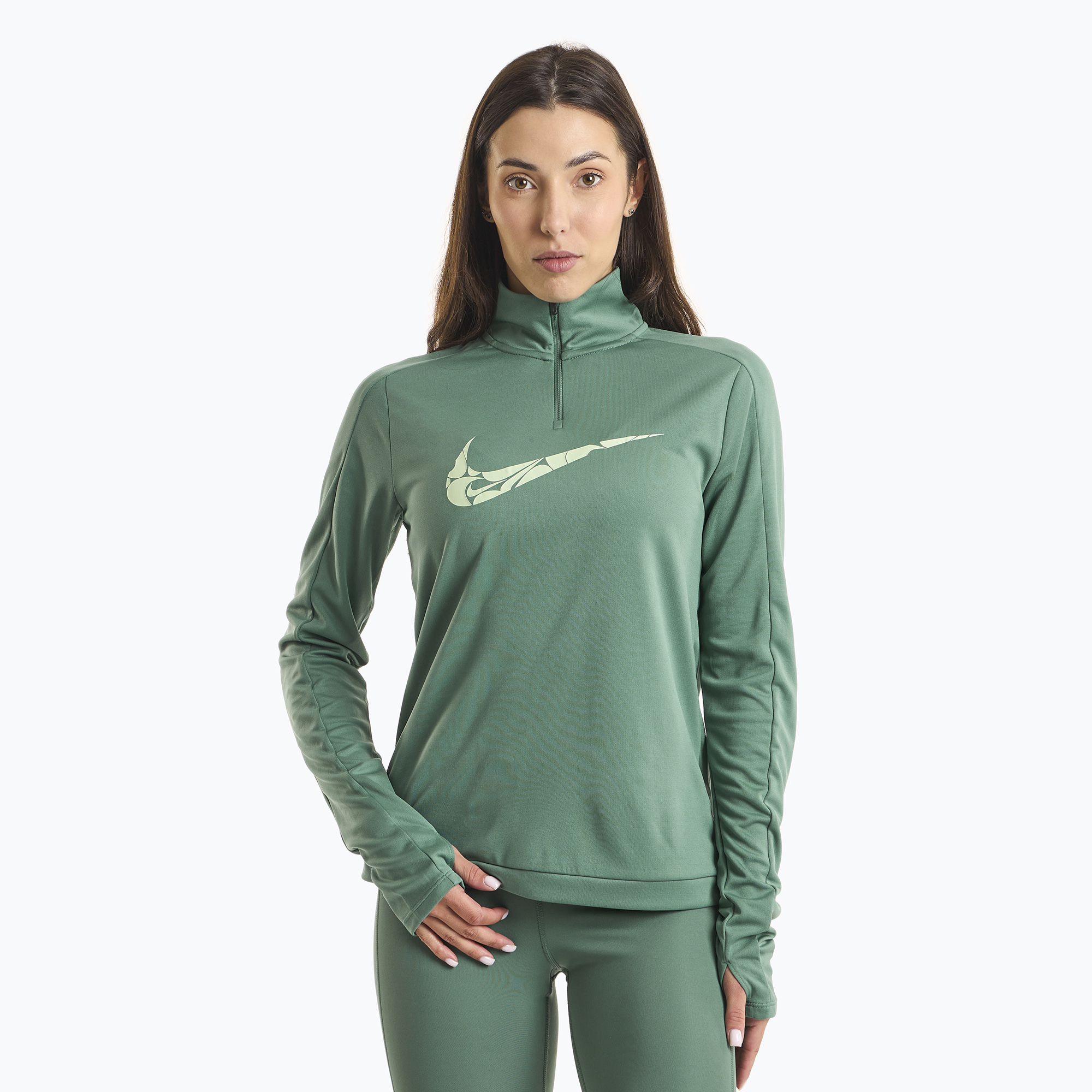 Bluza do biegania damska Nike Swoosh Dri-FIT 1/4-Zip Mid bicoastal/vapor green | WYSYŁKA W 24H | 30 DNI NA ZWROT