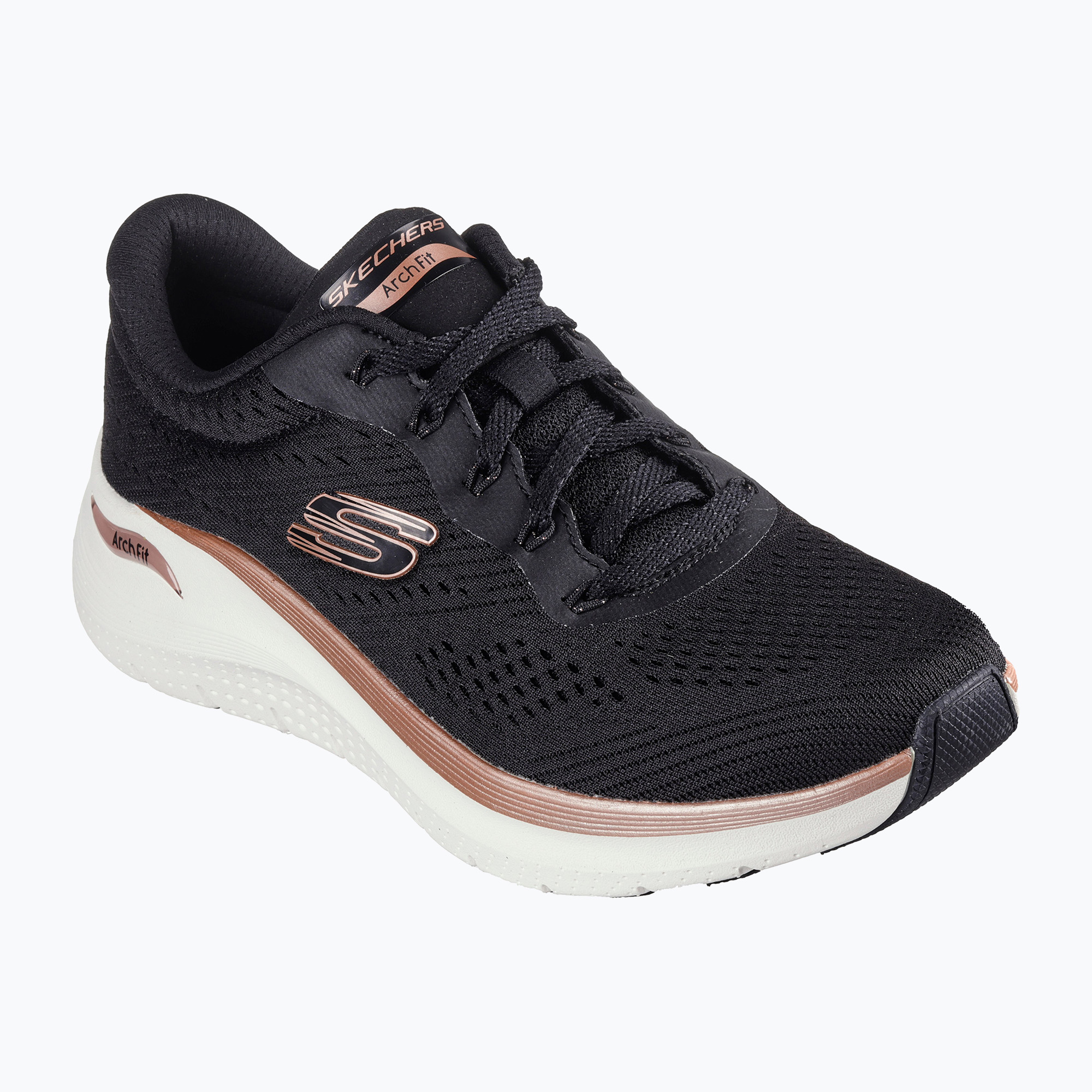 Buty damskie SKECHERS Arch Fit 2.0 Glow The Distance black/rose gold 