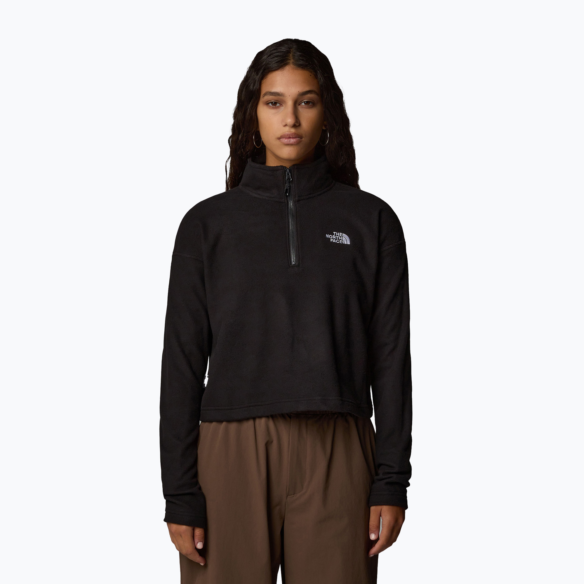 Bluza damska The North Face 100 Glacier Cropped 1/4Zip tnf black/npf | WYSYŁKA W 24H | 30 DNI NA ZWROT