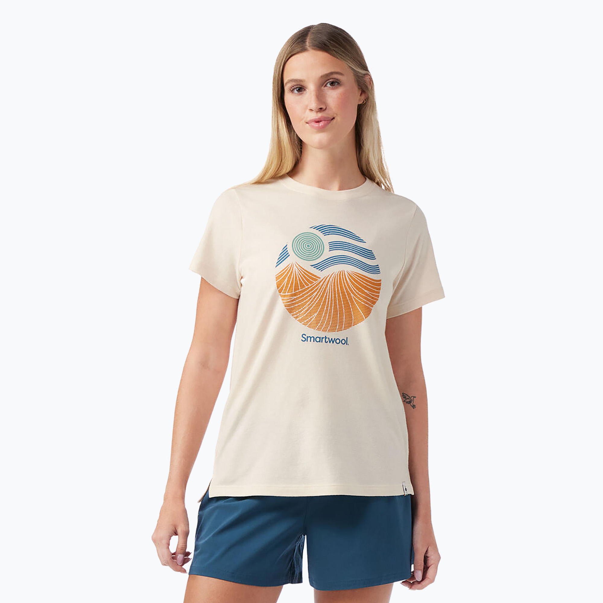 Koszulka trekkingowa damska Smartwool Horizon View Short Sleeve Graphic Tee almond | WYSYŁKA W 24H | 30 DNI NA ZWROT