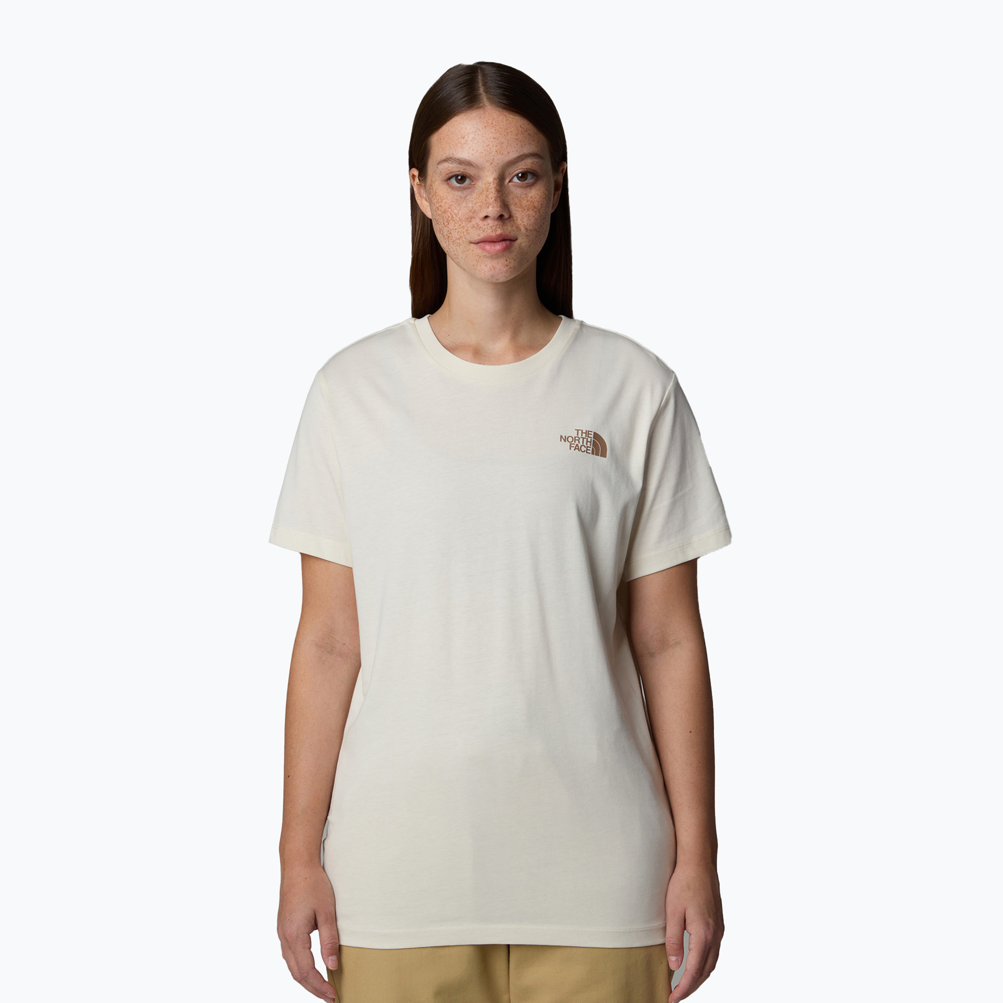 Koszulka damska The North Face Box Nse Relaxed Tee white dune/latt | WYSYŁKA W 24H | 30 DNI NA ZWROT