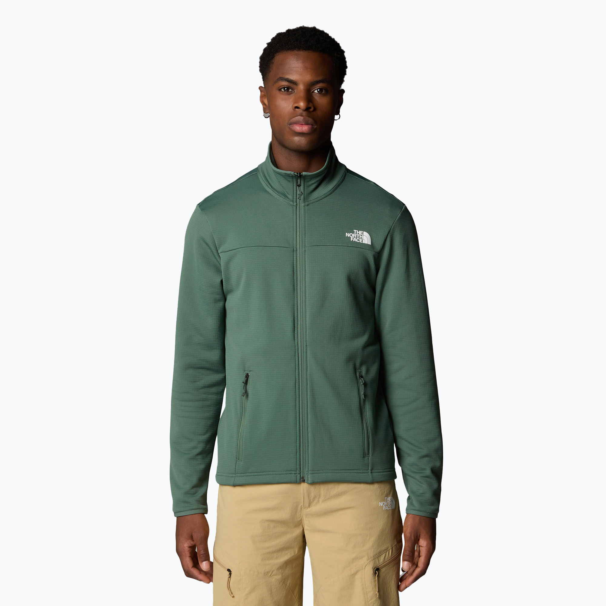 Kurtka przeciwwiatrowa męska The North Face Cedar Trail Grid Fleece Full Zip duck green | WYSYŁKA W 24H | 30 DNI NA ZWROT