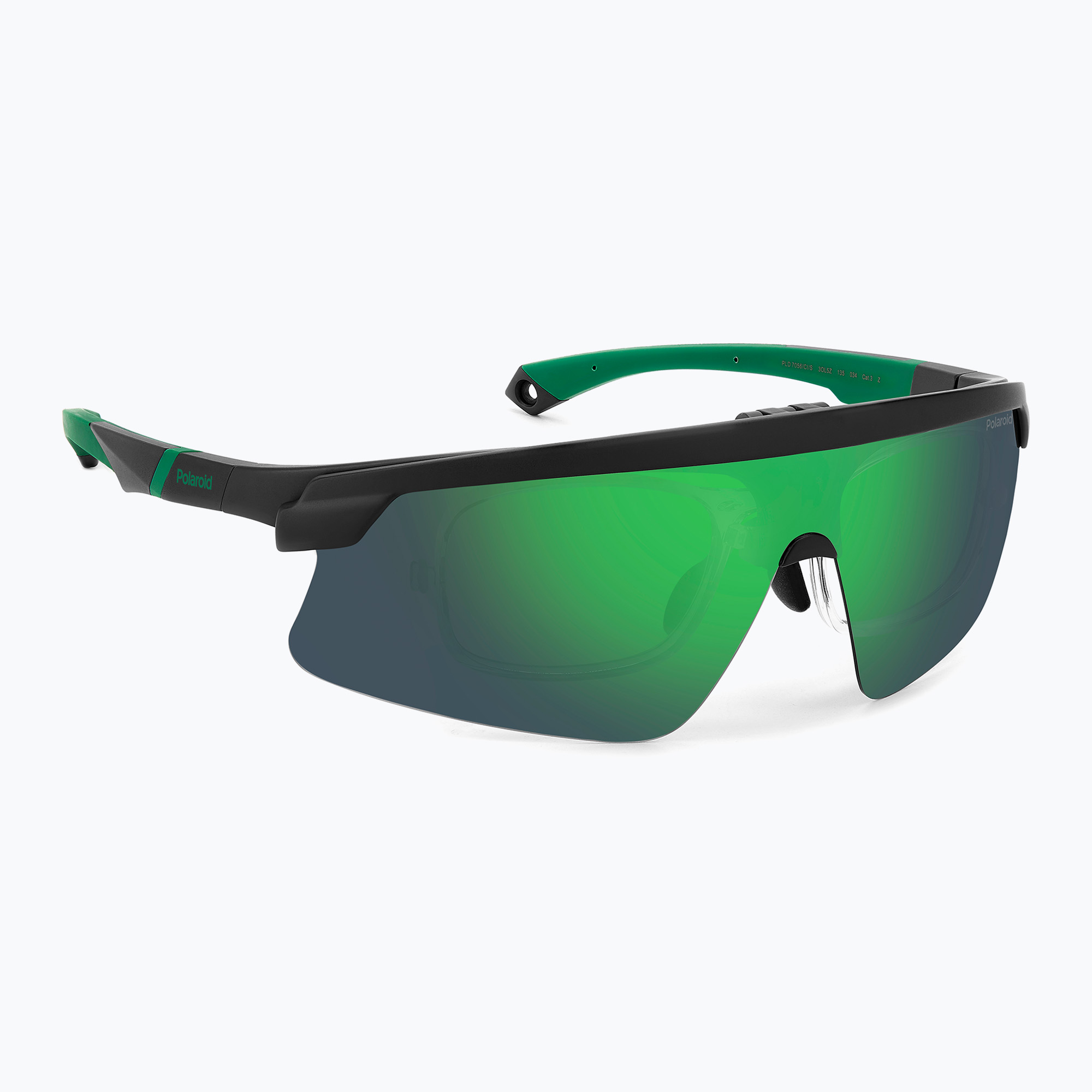 Okulary przeciwsłoneczne męskie Polaroid PLD 7056/CI/S matte black green/greygreen mirror polarized 