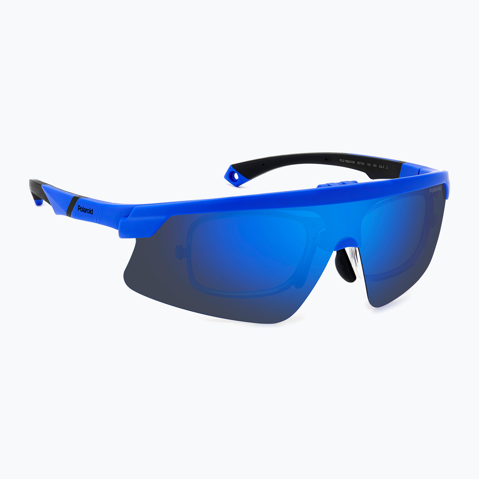 Okulary przeciwsłoneczne męskie Polaroid PLD 7056/CI/S matt blue/blue mirror polarized 