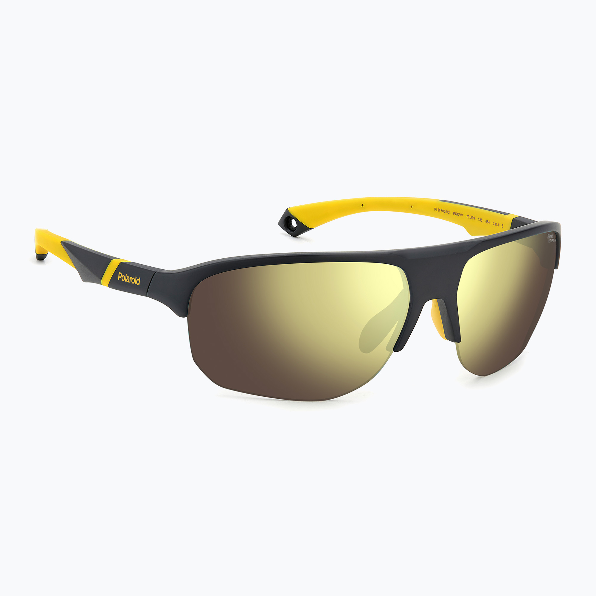 Okulary przeciwsłoneczne męskie Polaroid PLD 7059/S matte black yellow/gold polarized high contrast 
