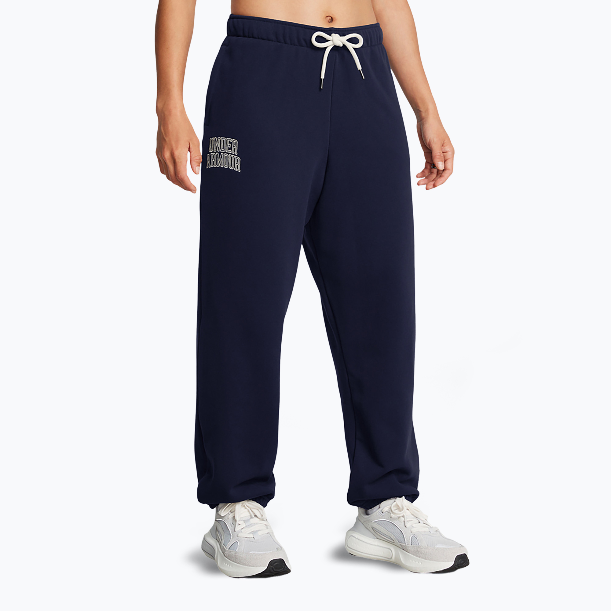 Spodnie damskie Under Armour Icon Heavyweight Terry Oversized midnight navy/summit white | WYSYŁKA W 24H | 30 DNI NA ZWROT