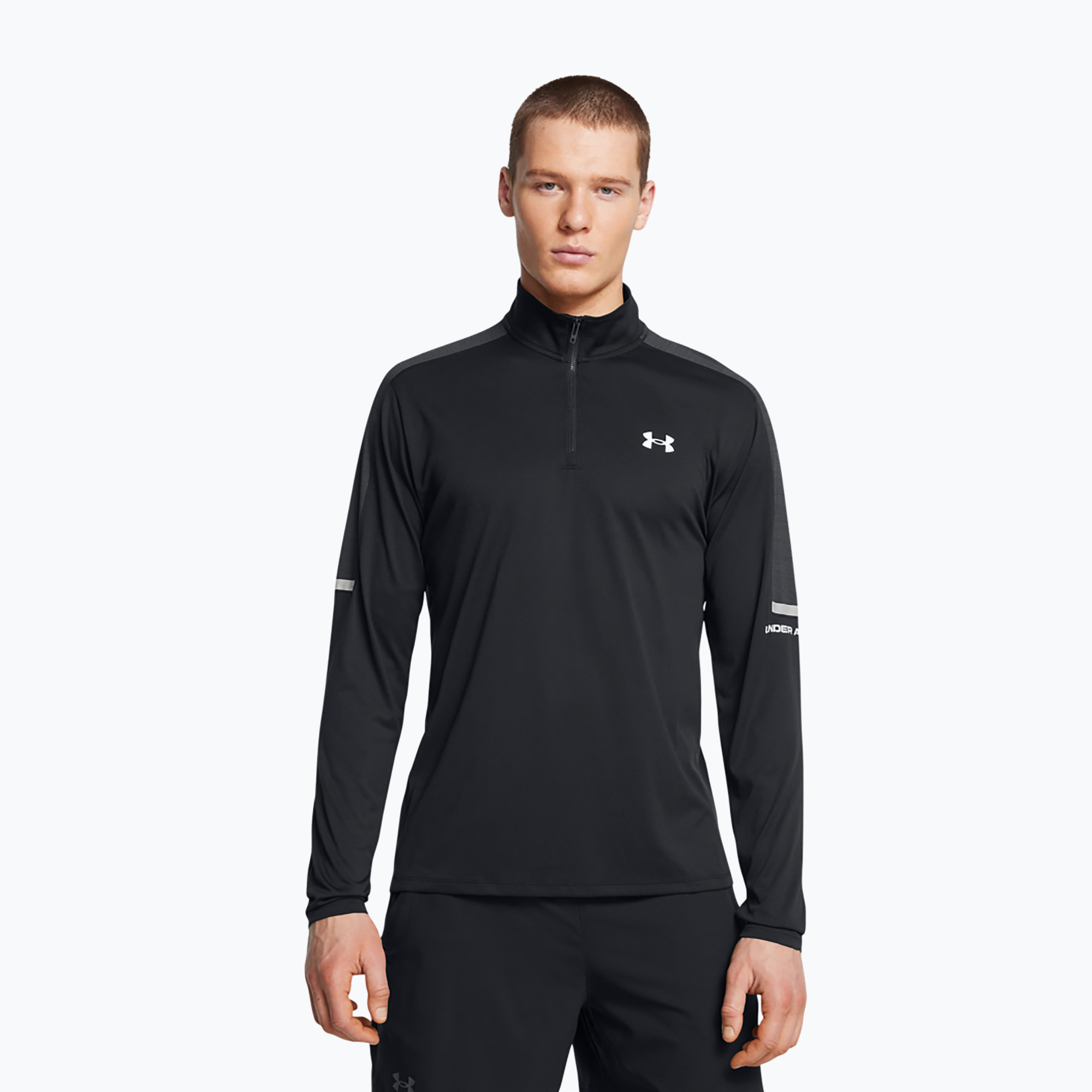 Longsleeve treningowy męski Under Armour Tech Utility 1/4 Zip black/black/white | WYSYŁKA W 24H | 30 DNI NA ZWROT