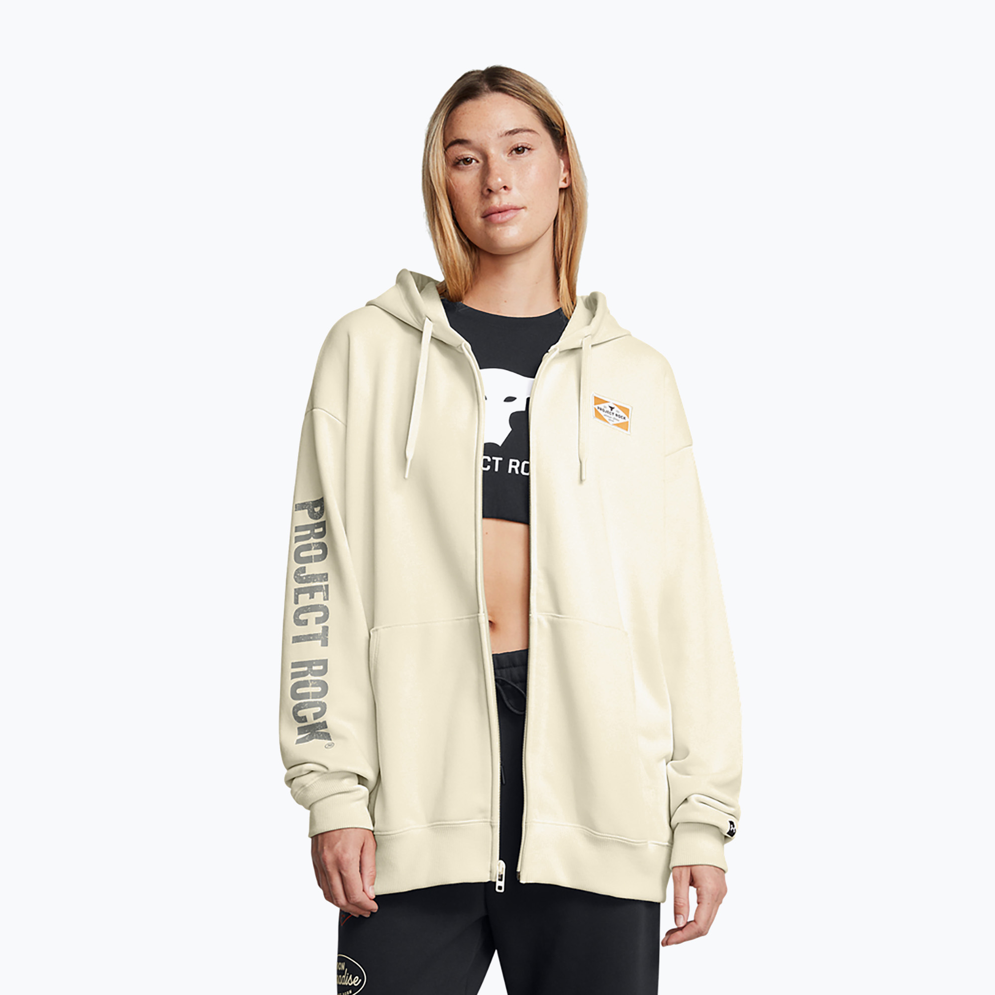 Bluza damska Under Armour Project Rock HWT Full Zip Hard at Work silt/clay green/yellow ochre | WYSYŁKA W 24H | 30 DNI NA ZWROT