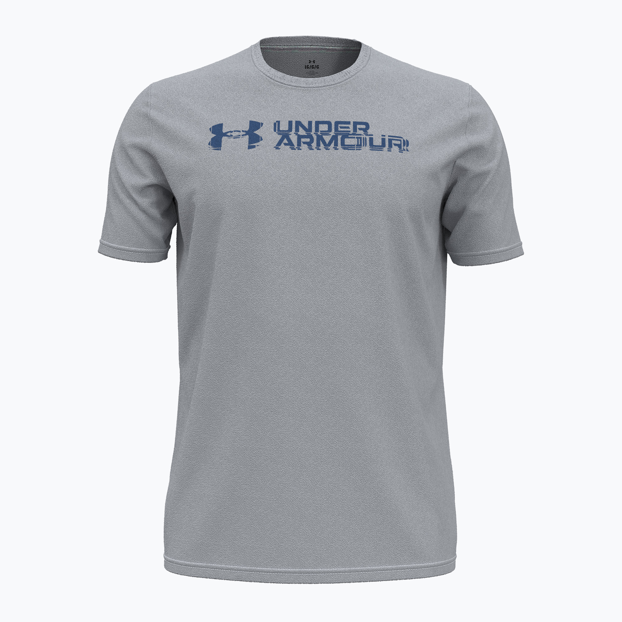 Koszulka treningowa męska Under Armour Sliced Wordmark 60/40S mod gray/tech blue | WYSYŁKA W 24H | 30 DNI NA ZWROT