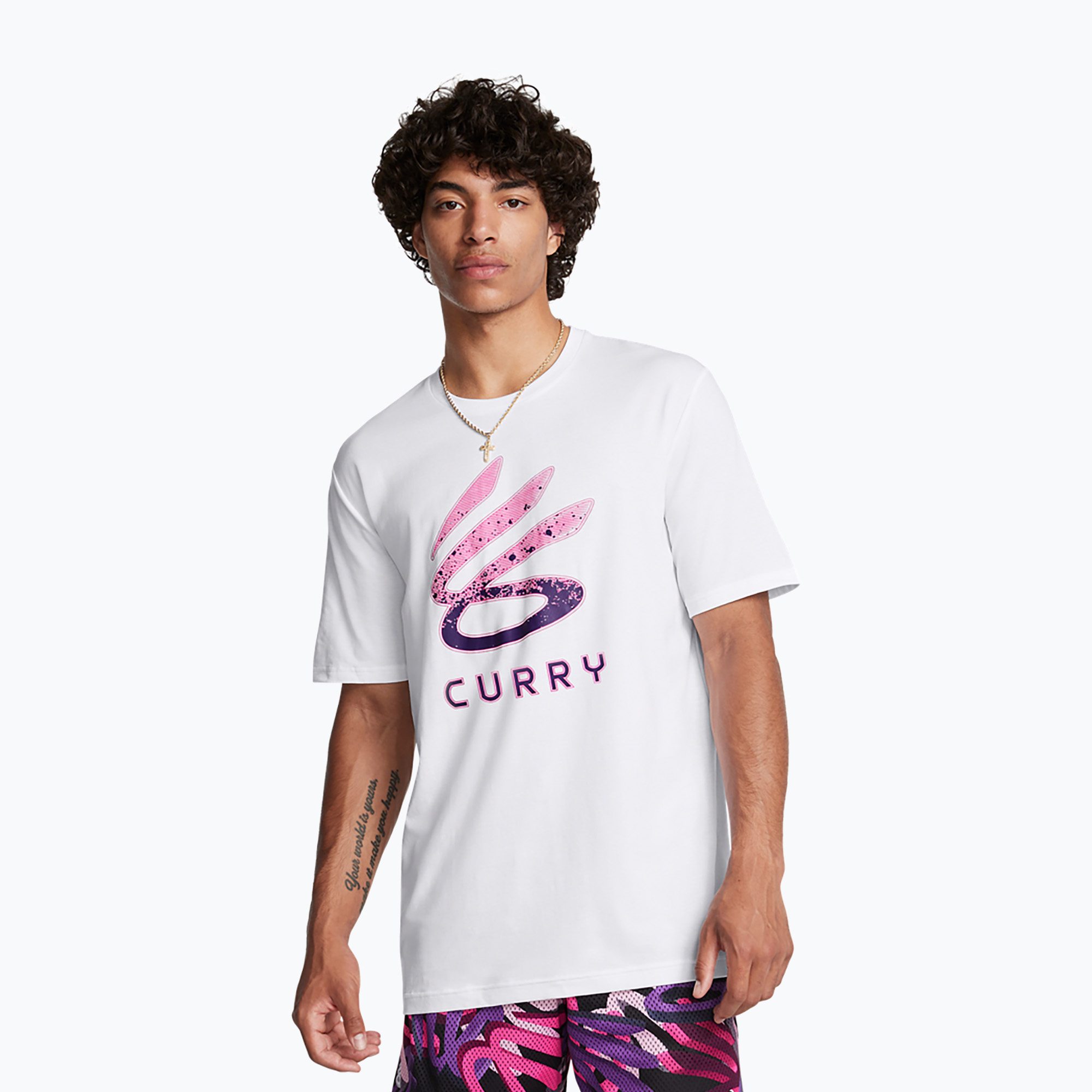 Koszulka męska Under Armour Curry Logo Trend white/purple | WYSYŁKA W 24H | 30 DNI NA ZWROT