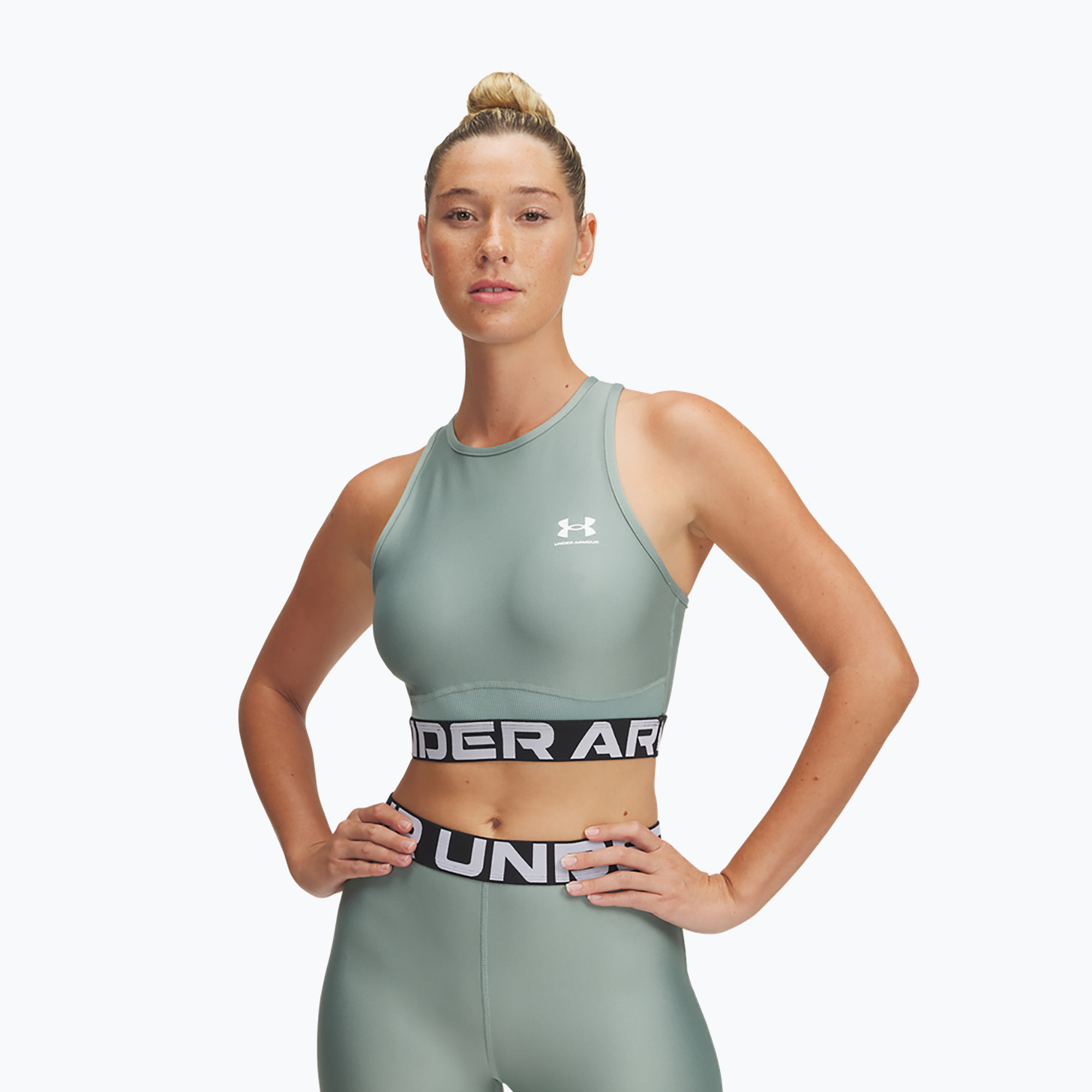 Top treningowy damski Under Armour Heat Gear Rib Tank silica green/silica green/white | WYSYŁKA W 24H | 30 DNI NA ZWROT